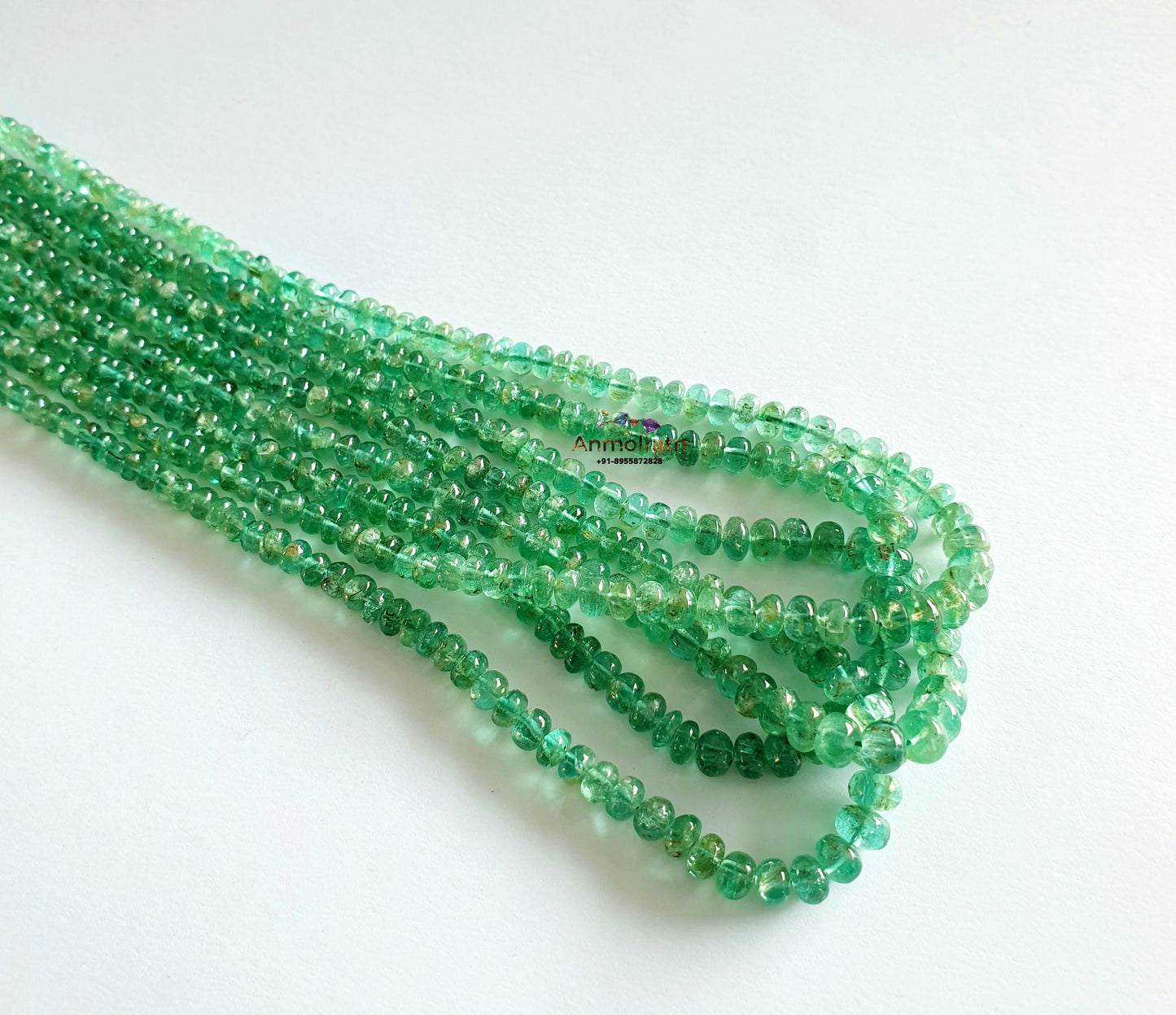 Green Emerald Beads Loose, Smooth Emerald Beads For Jewelry, 3-5MM Lustrous Natural Emerald Rondelle Beads Necklace, Untreated Emerald Beads