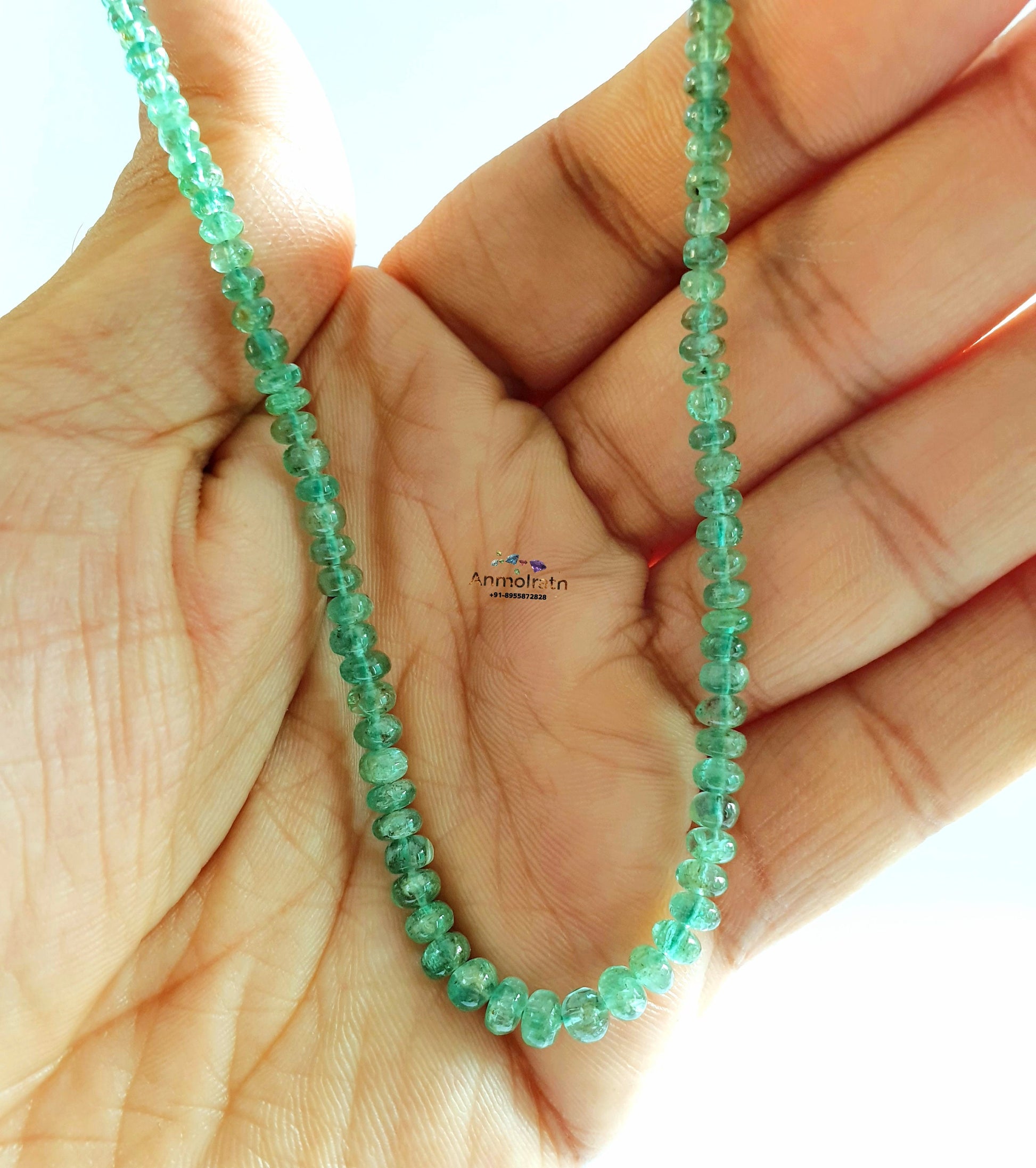 Green Emerald Beads Loose, Smooth Emerald Beads For Jewelry, 3-5MM Lustrous Natural Emerald Rondelle Beads Necklace, Untreated Emerald Beads