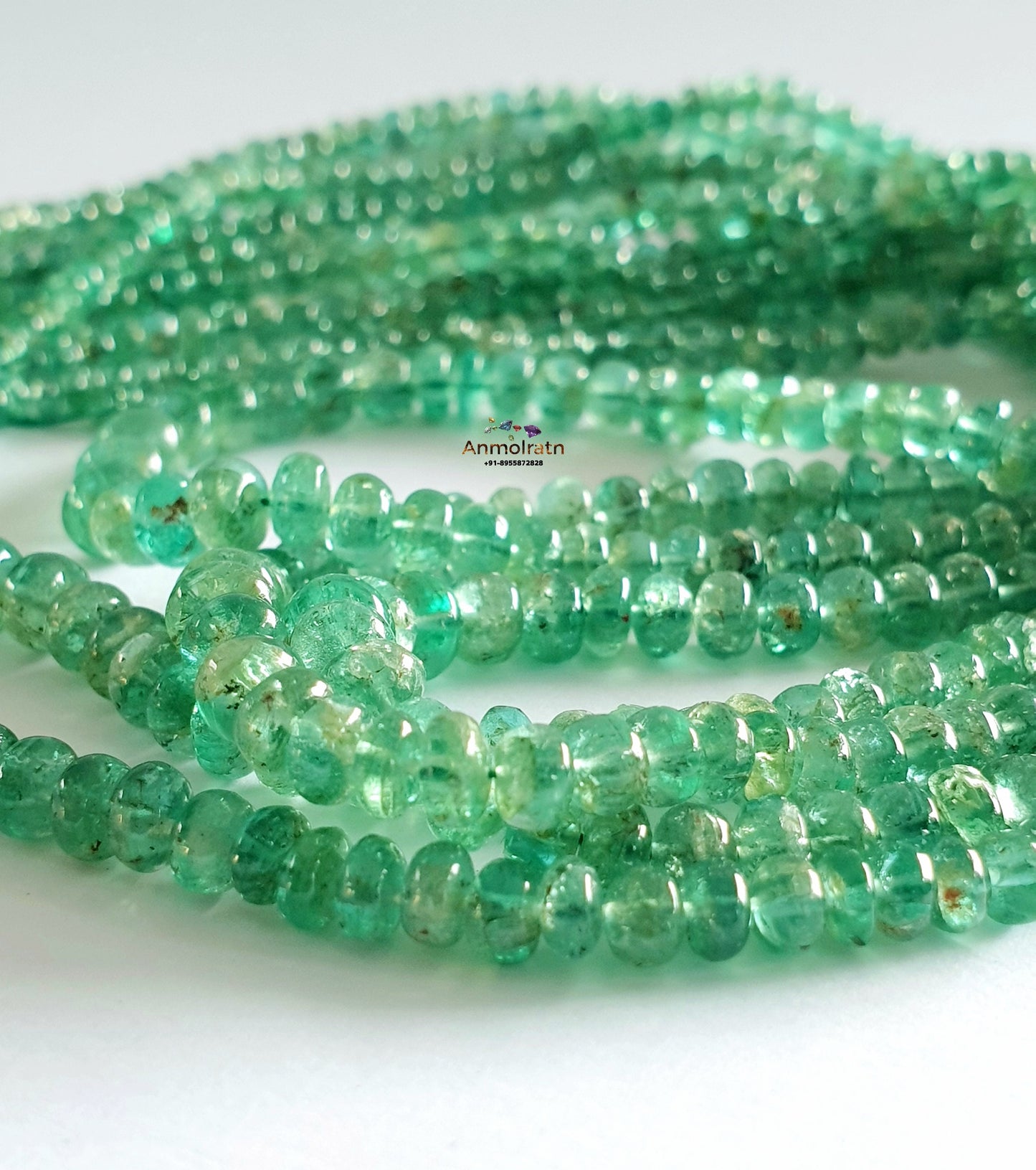 Green Emerald Beads Loose, Smooth Emerald Beads For Jewelry, 3-5MM Lustrous Natural Emerald Rondelle Beads Necklace, Untreated Emerald Beads