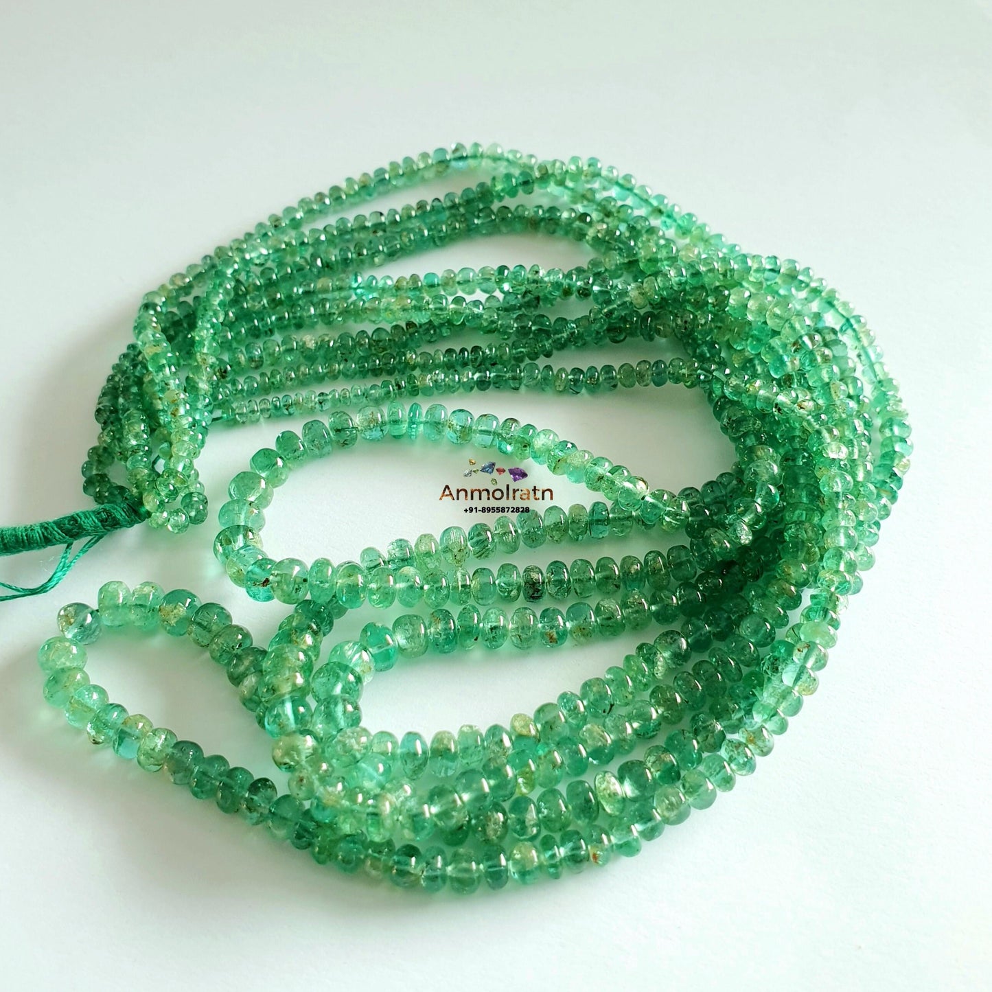 Green Emerald Beads Loose, Smooth Emerald Beads For Jewelry, 3-5MM Lustrous Natural Emerald Rondelle Beads Necklace, Untreated Emerald Beads