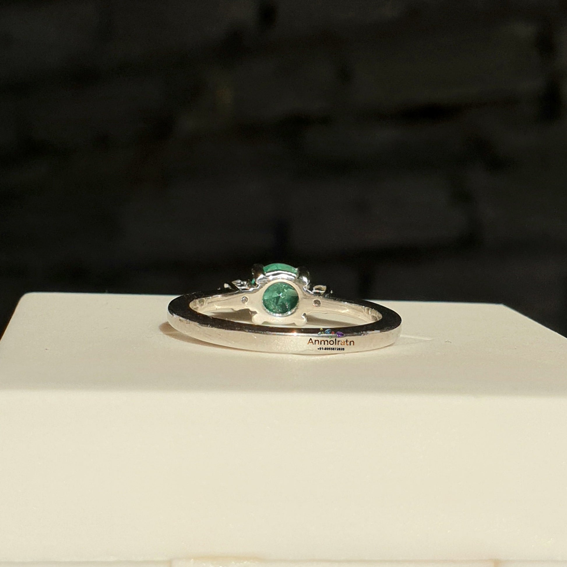 Certified Colombian Emerald Ring With Diamond For Women, AAA Emerald Solitaire Wedding Engagement Ring For Gift, 14k Emerald Stacking Ring
