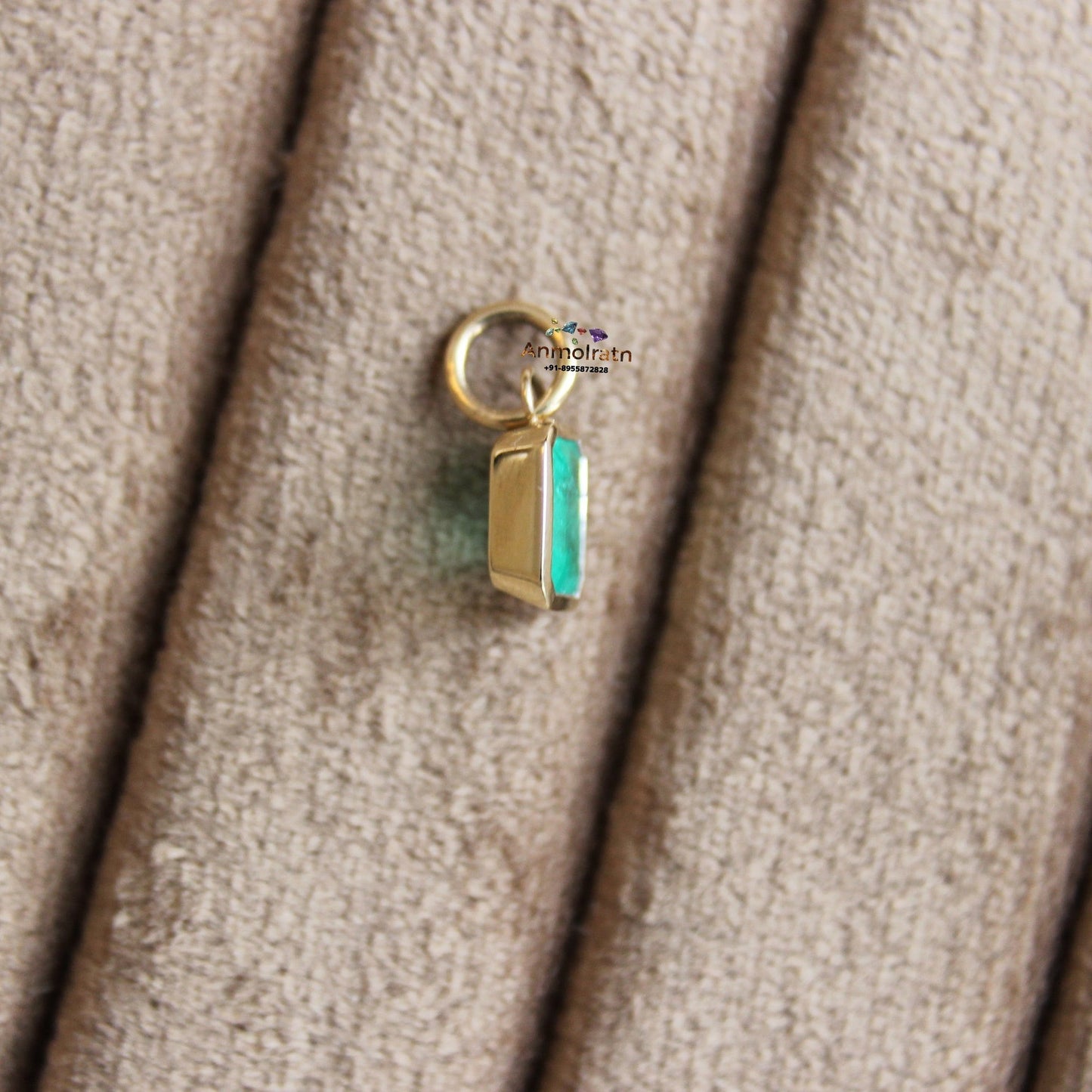 AAA Emerald Solitaire Bezel Set Pendant For Men and Women, Genuine Emerald Cut Octagon Gold Pendant Pendant For Gift, May Birthstone Pendant
