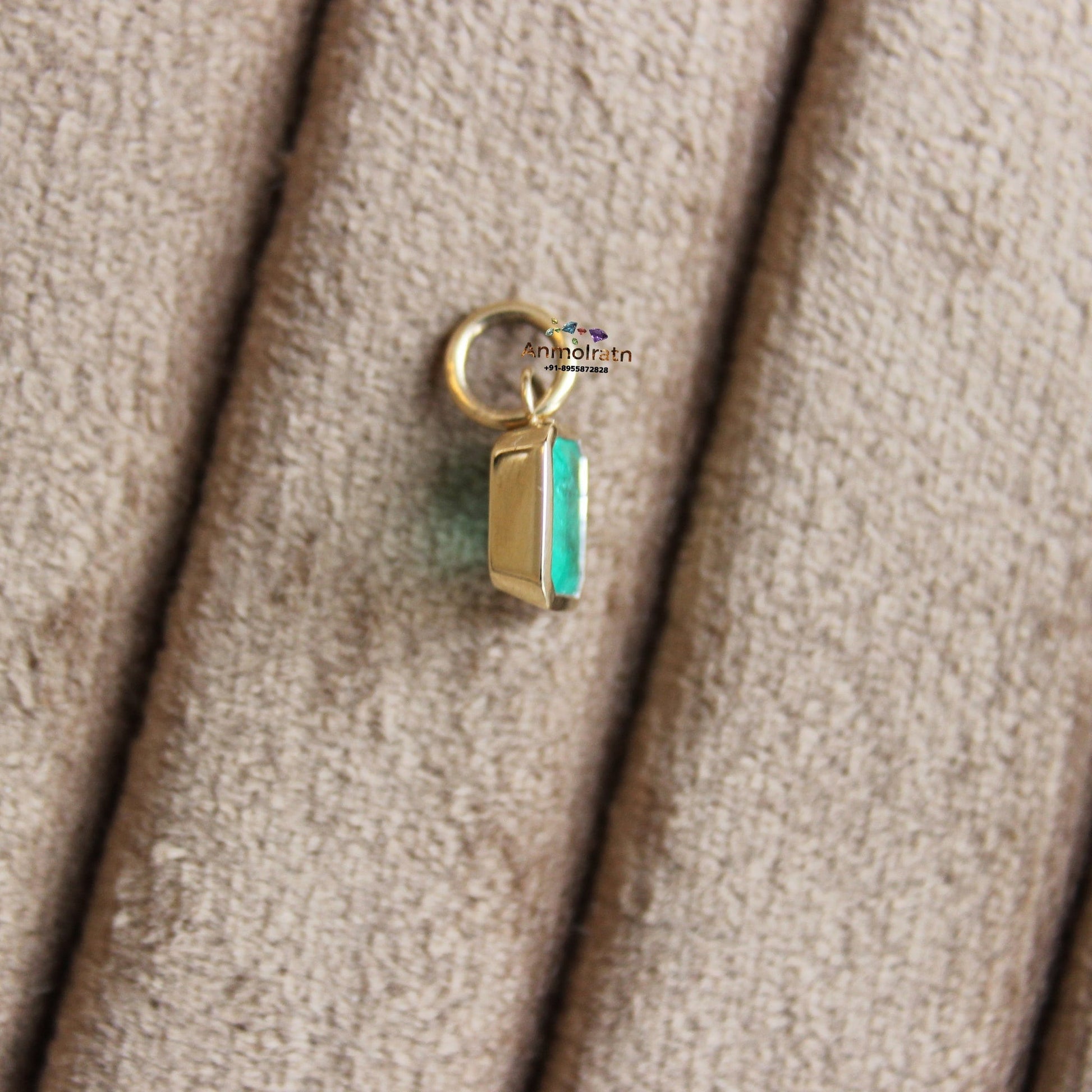 AAA Emerald Solitaire Bezel Set Pendant For Men and Women, Genuine Emerald Cut Octagon Gold Pendant Pendant For Gift, May Birthstone Pendant