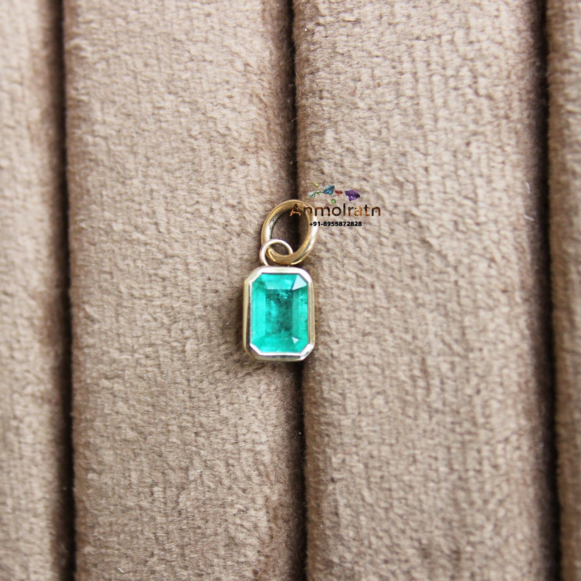 AAA Emerald Solitaire Bezel Set Pendant For Men and Women, Genuine Emerald Cut Octagon Gold Pendant Pendant For Gift, May Birthstone Pendant