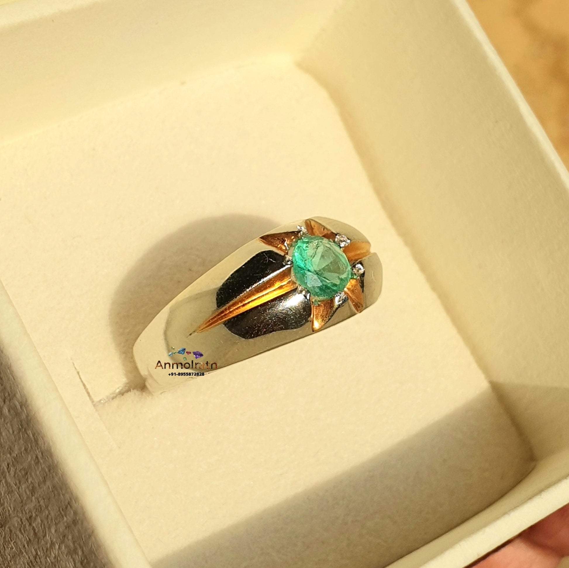 Colombian Emerald Solitaire Ring For Men & Women, Round Emerald Wedding And Engagement Ring Vintage Green Emerald Gypsy Dainty Ring For Gift