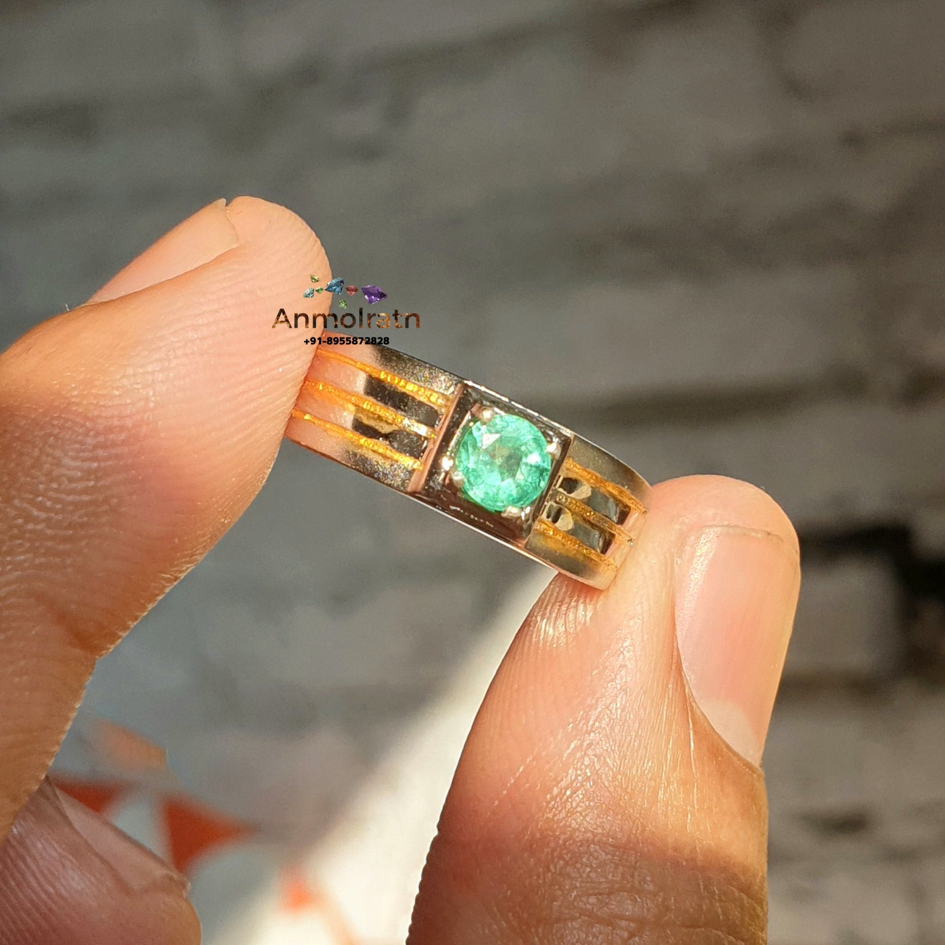 Colombian Emerald Solitaire Ring, Natural Bright Green Round Emerald Wedding Ring For Men and Women, AAA Emerald Daily Wear Birthstone Ring