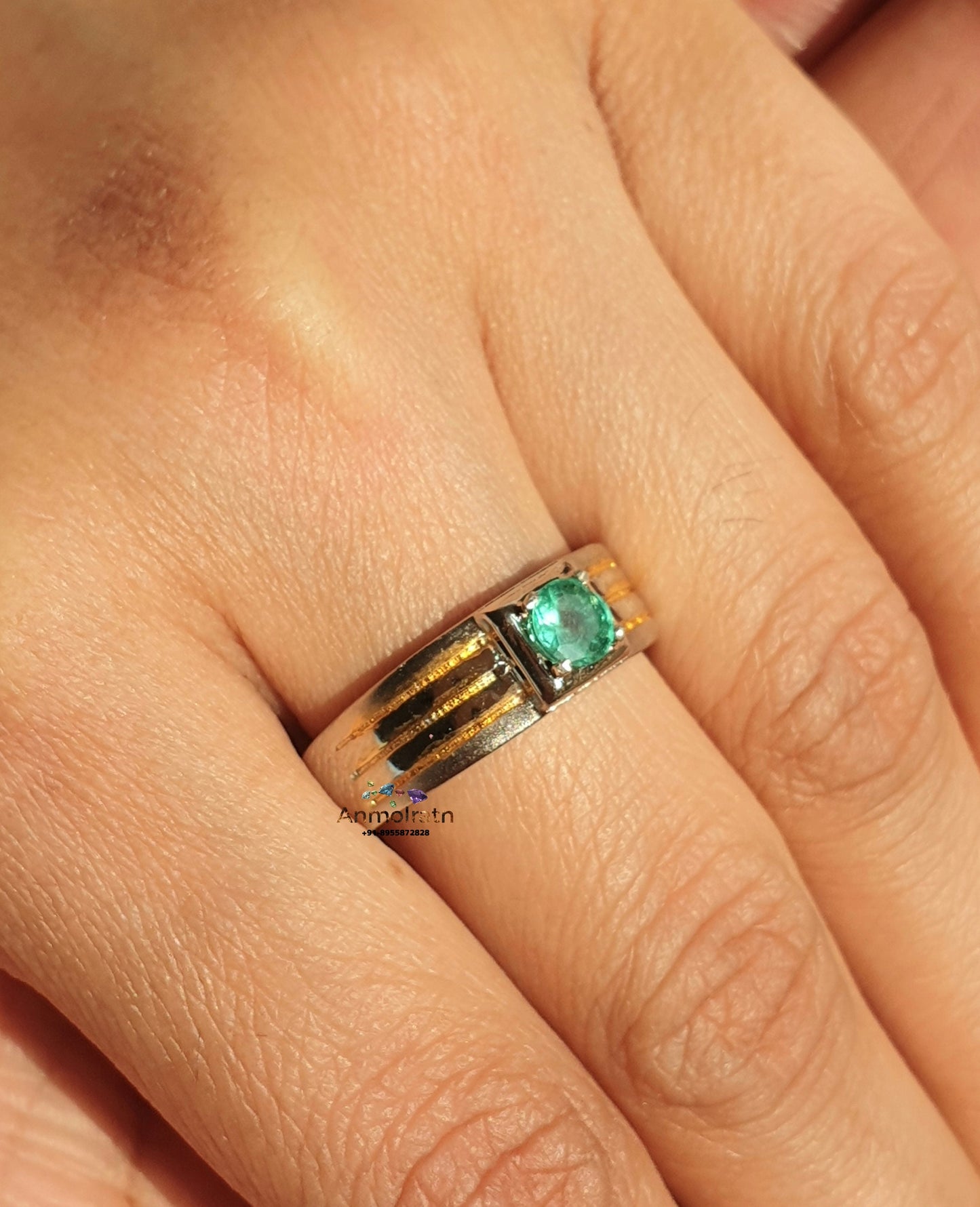 Colombian Emerald Solitaire Ring, Natural Bright Green Round Emerald Wedding Ring For Men and Women, AAA Emerald Daily Wear Birthstone Ring