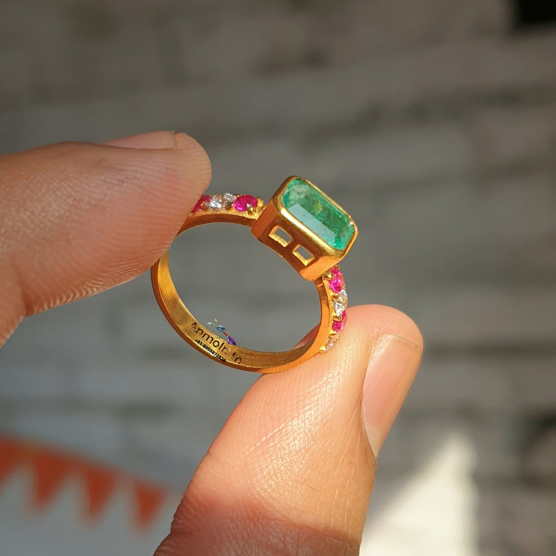 Emerald Cut Stacking Ring For Women, East West Bezel Set Green Emerald Solitaire Dainty Ring, Simple Emerald Octagon Silver Ring For Her