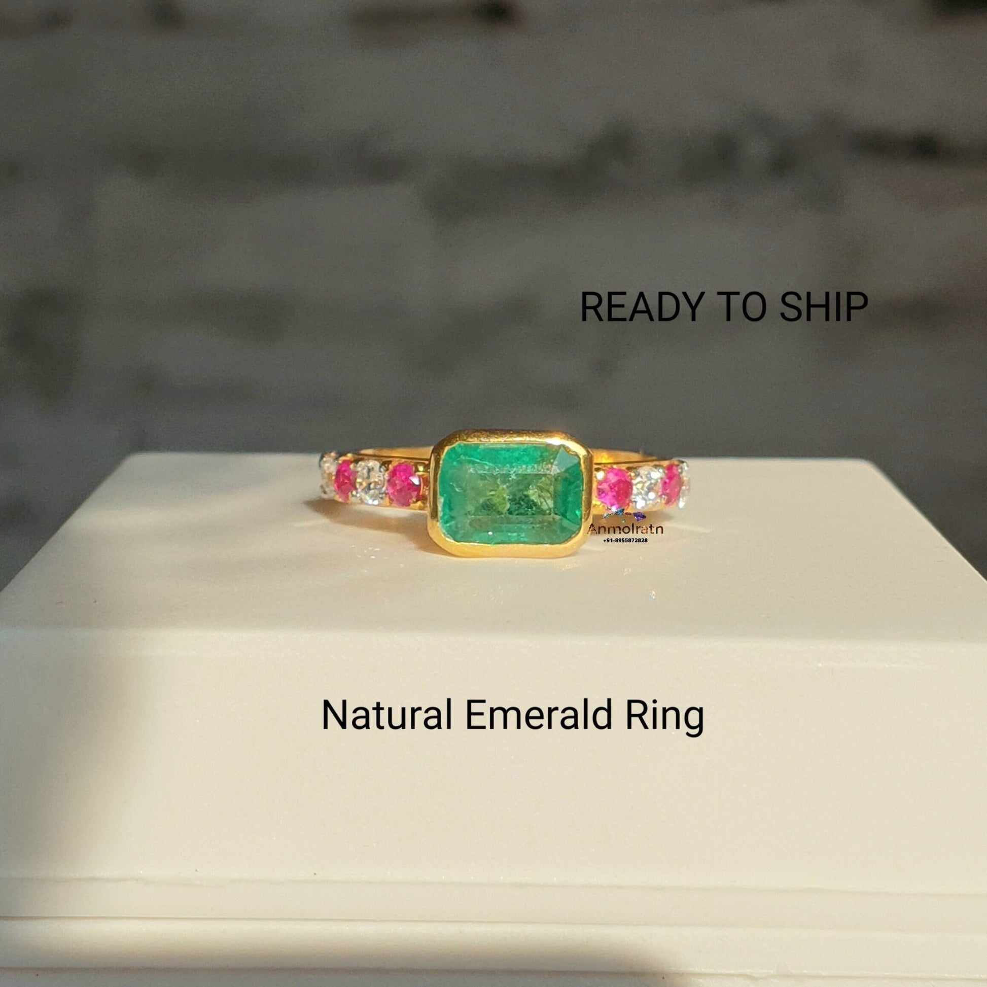 Emerald Cut Stacking Ring For Women, East West Bezel Set Green Emerald Solitaire Dainty Ring, Simple Emerald Octagon Silver Ring For Her