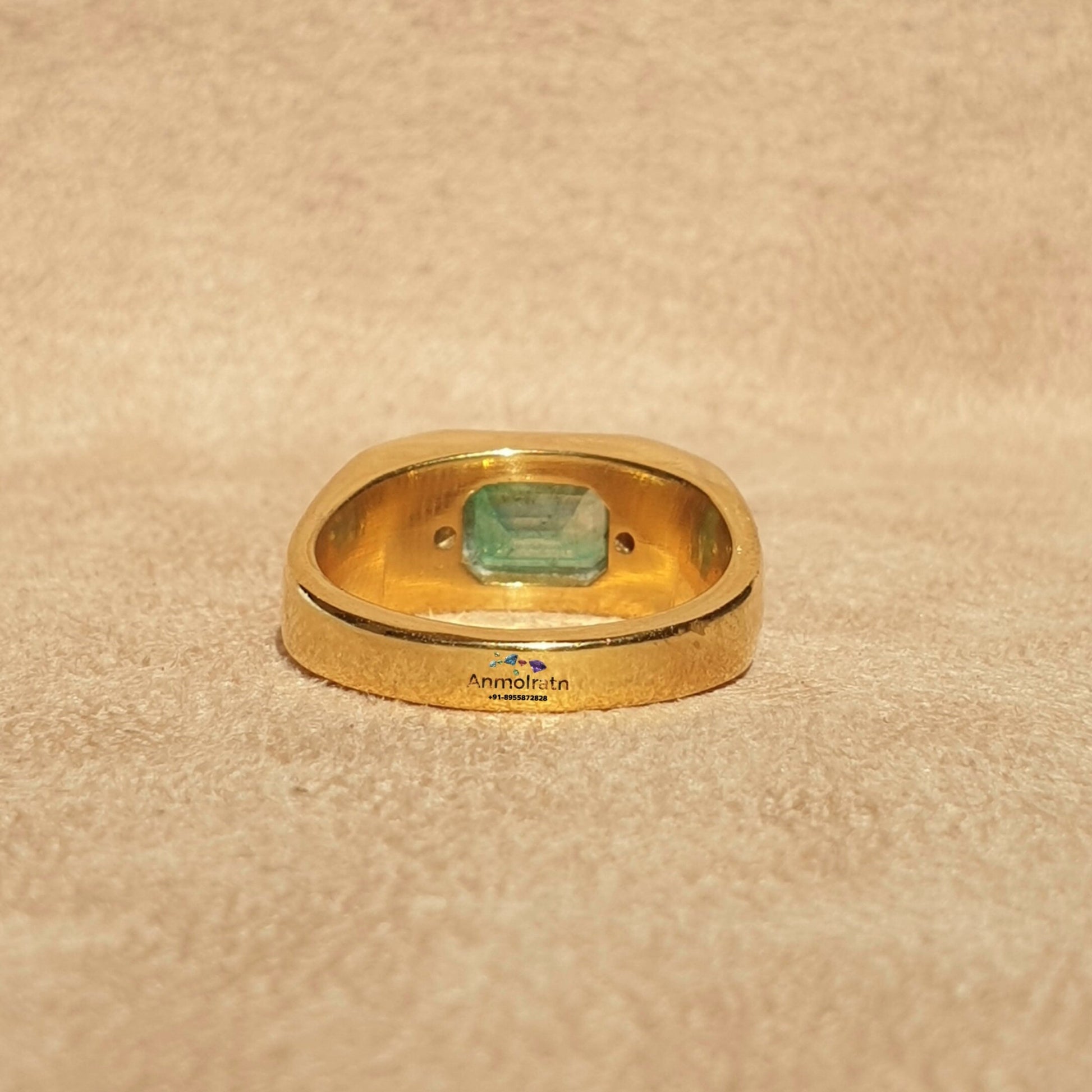 Vintage Emerald Octagon Ring, Untreated Green Emerald Gypsy Ring, Natural Emerald Cut Gold Ring, Emerald Birthstone Ring For Men & Women