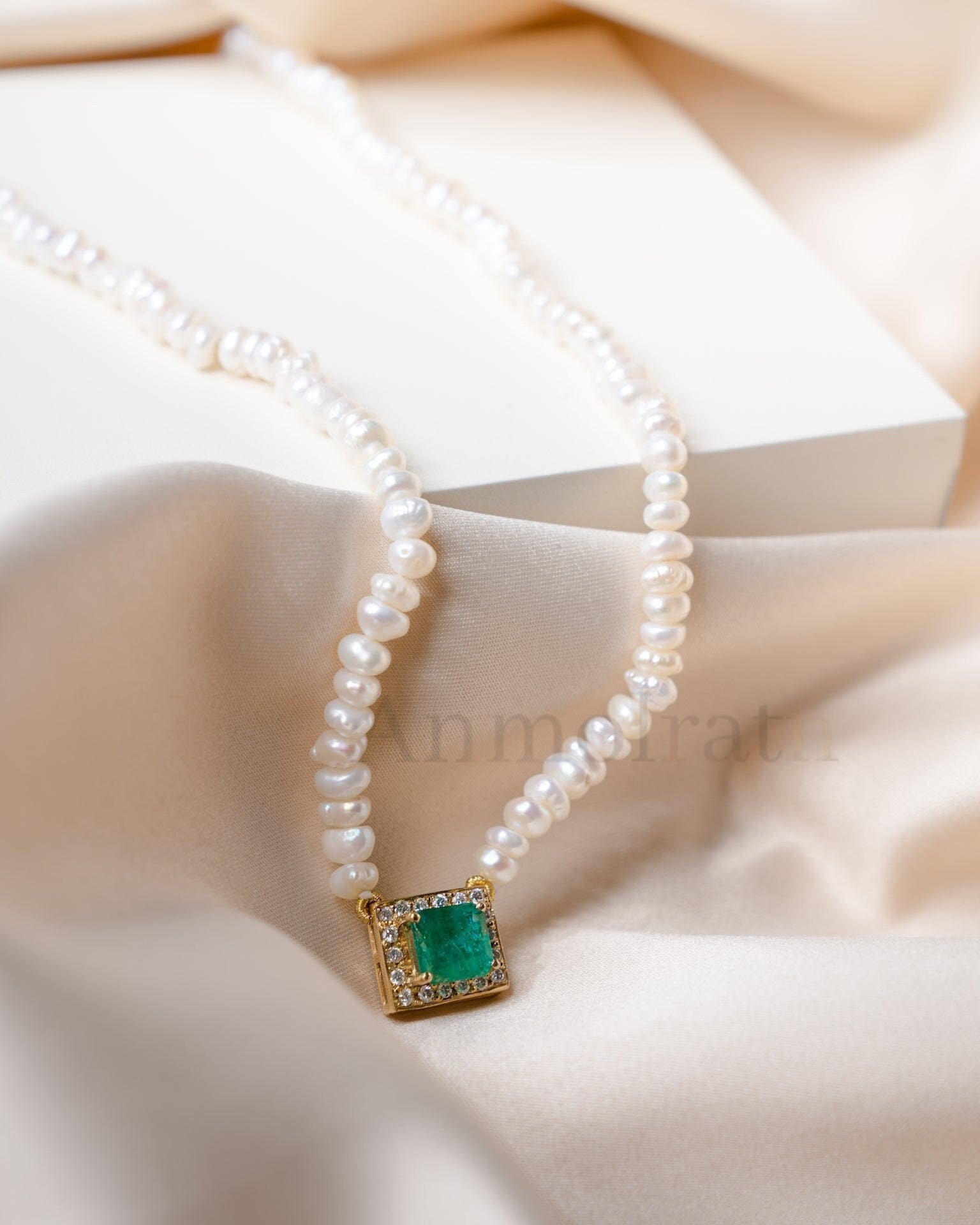 Emerald Cut Pendant For Women, Bright Green Emerald Cluster Solitaire Pendant, 14k Dainty Emerald Diamond Halo Pendant Necklace Gift For Her