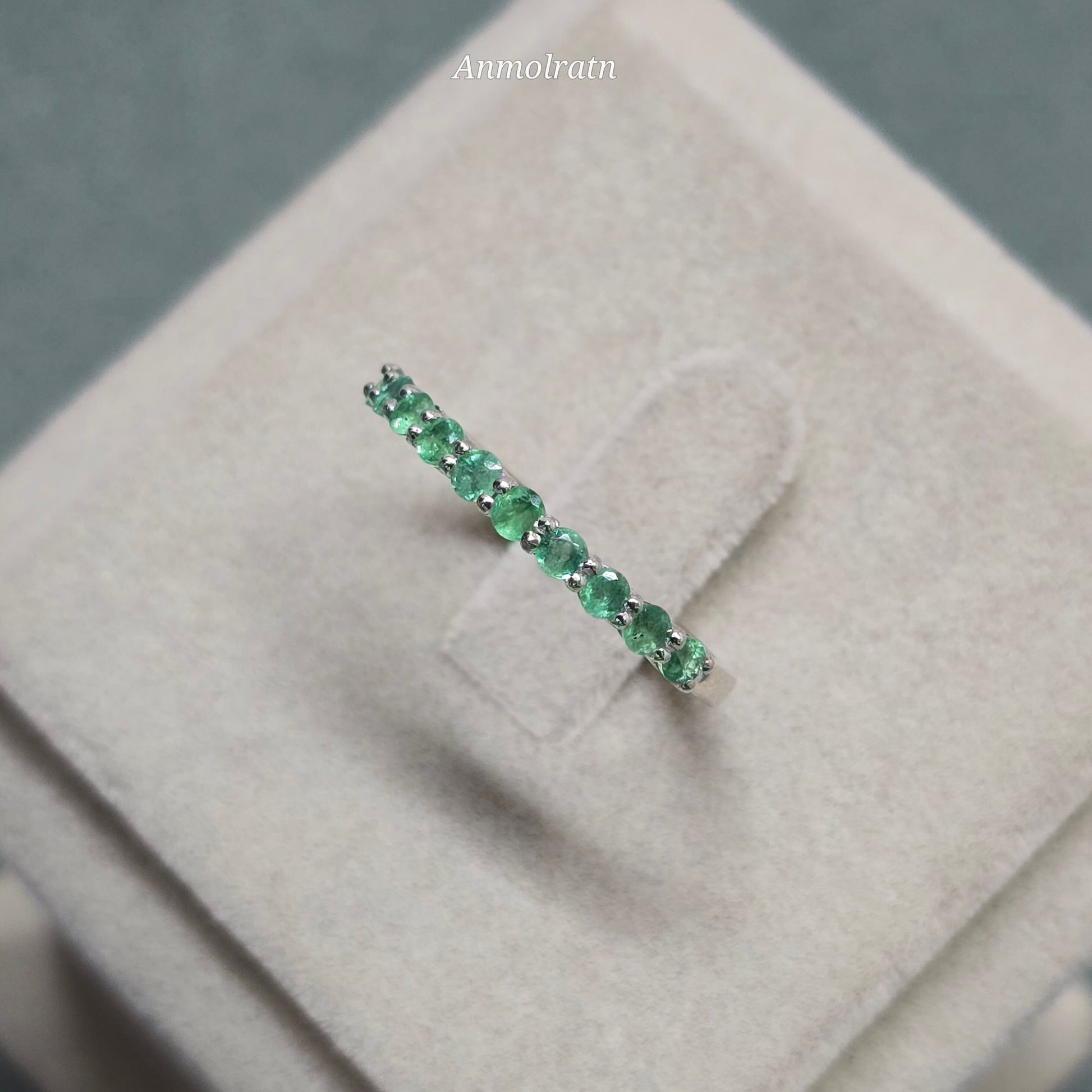 Emerald Band Ring Daily Wear Emerald Stacking Ring Gold Eternity Band Gemstone Band Wedding Band Ring Emerald Birthstone Ring Gift For Women