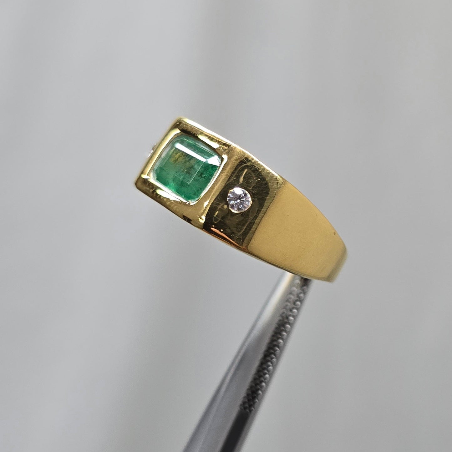 Classic Emerald Cut Gold Ring For Women Emerald Wedding Ring Men Emerald Flush Set Birthstone Ring 14k Signet Emerald Octagon Ring For Gift