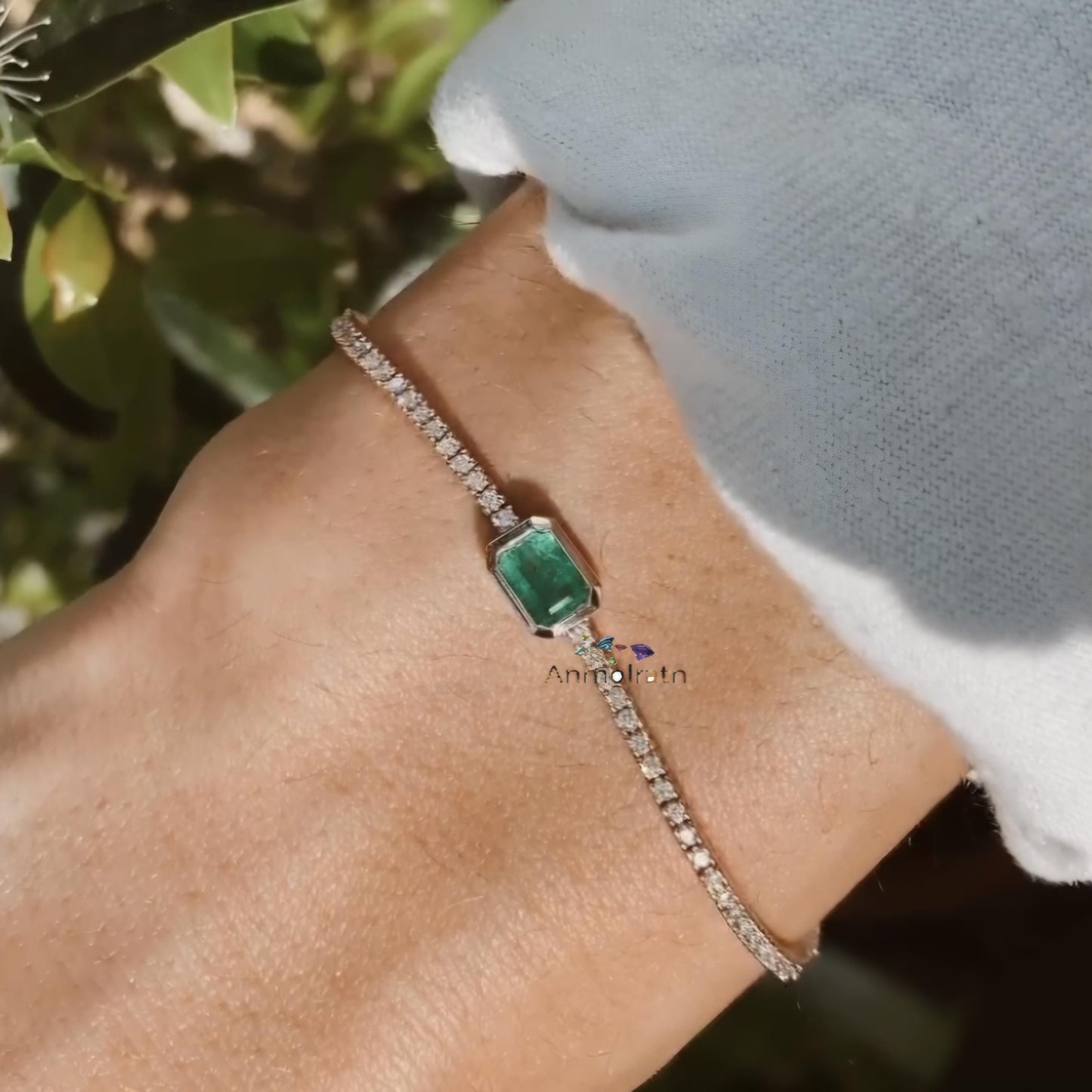 Emerald Bracelet Women Natural Emerald Tennis Bracelet Silver Solitaire Emerald Octagon Bracelet Dainty Emerald Diamond Tennis Bracelet Gold