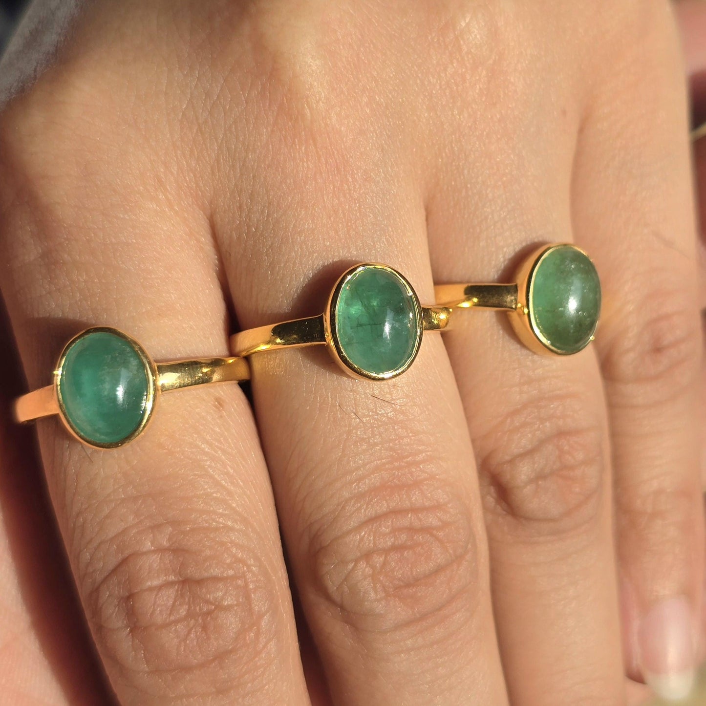 Emerald Cabochon Ring, Untreated Green Emerald Oval Solitaire Birthstone Ring, Pinky Emerald Oval Bezel Set Ring, Tiny Emerald Dainty Ring