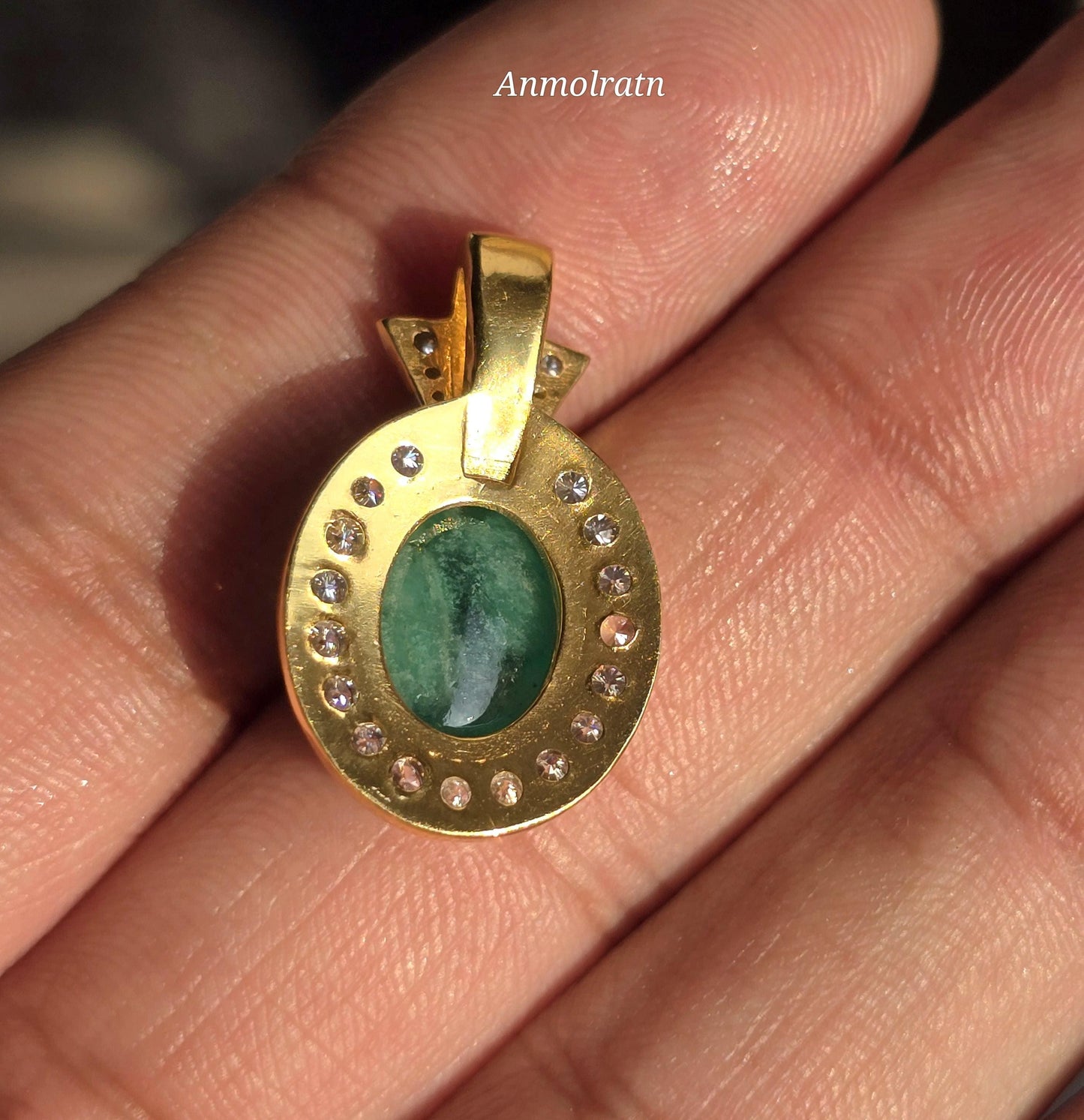 Emerald Cabochon Pendant For Men & Women, Oval Emerald Cluster Pendant Gift For Her, 4CT Emerald Solitaire Birthstone Dainty Pendant Silver