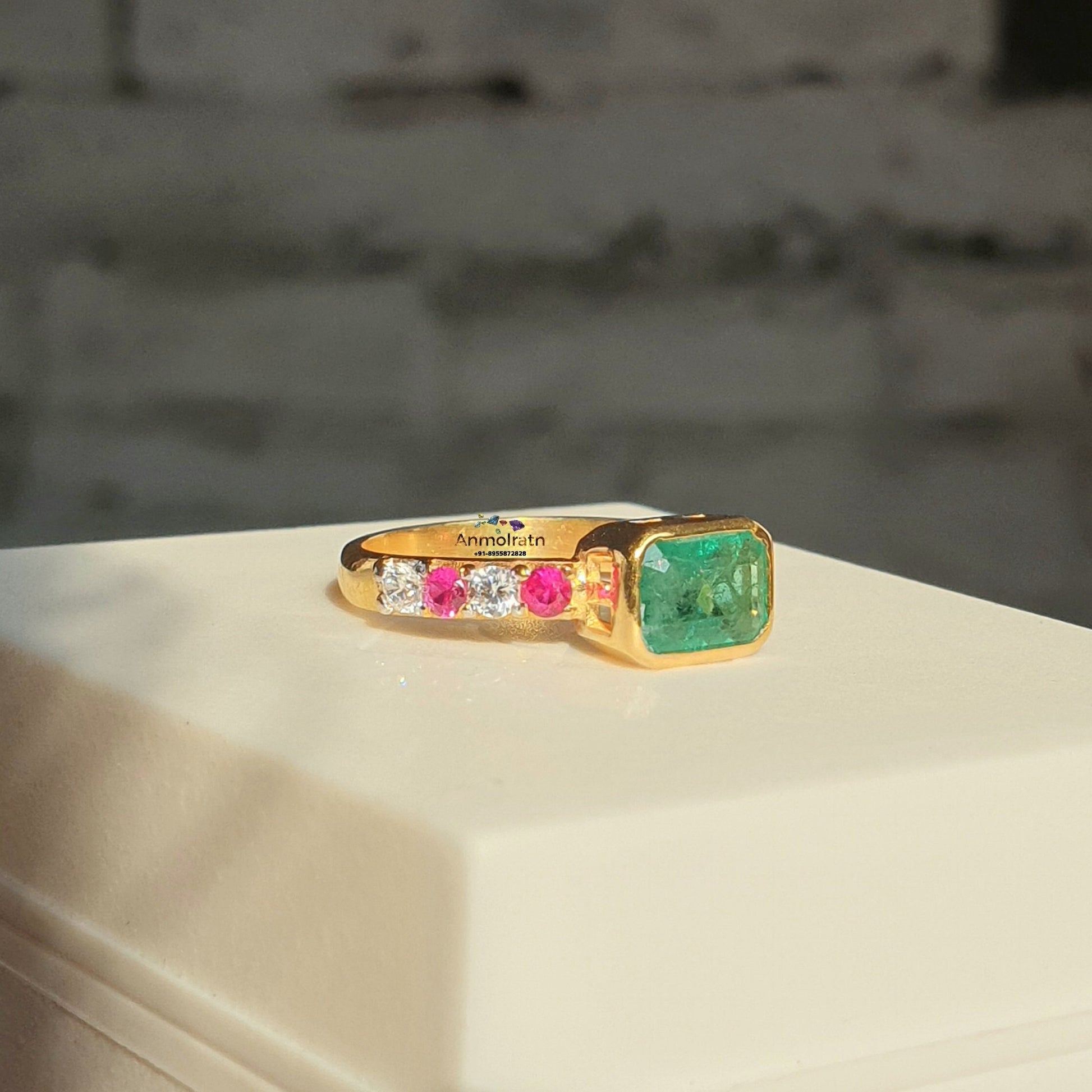 Emerald Cut Stacking Ring For Women, East West Bezel Set Green Emerald Solitaire Dainty Ring, Simple Emerald Octagon Silver Ring For Her