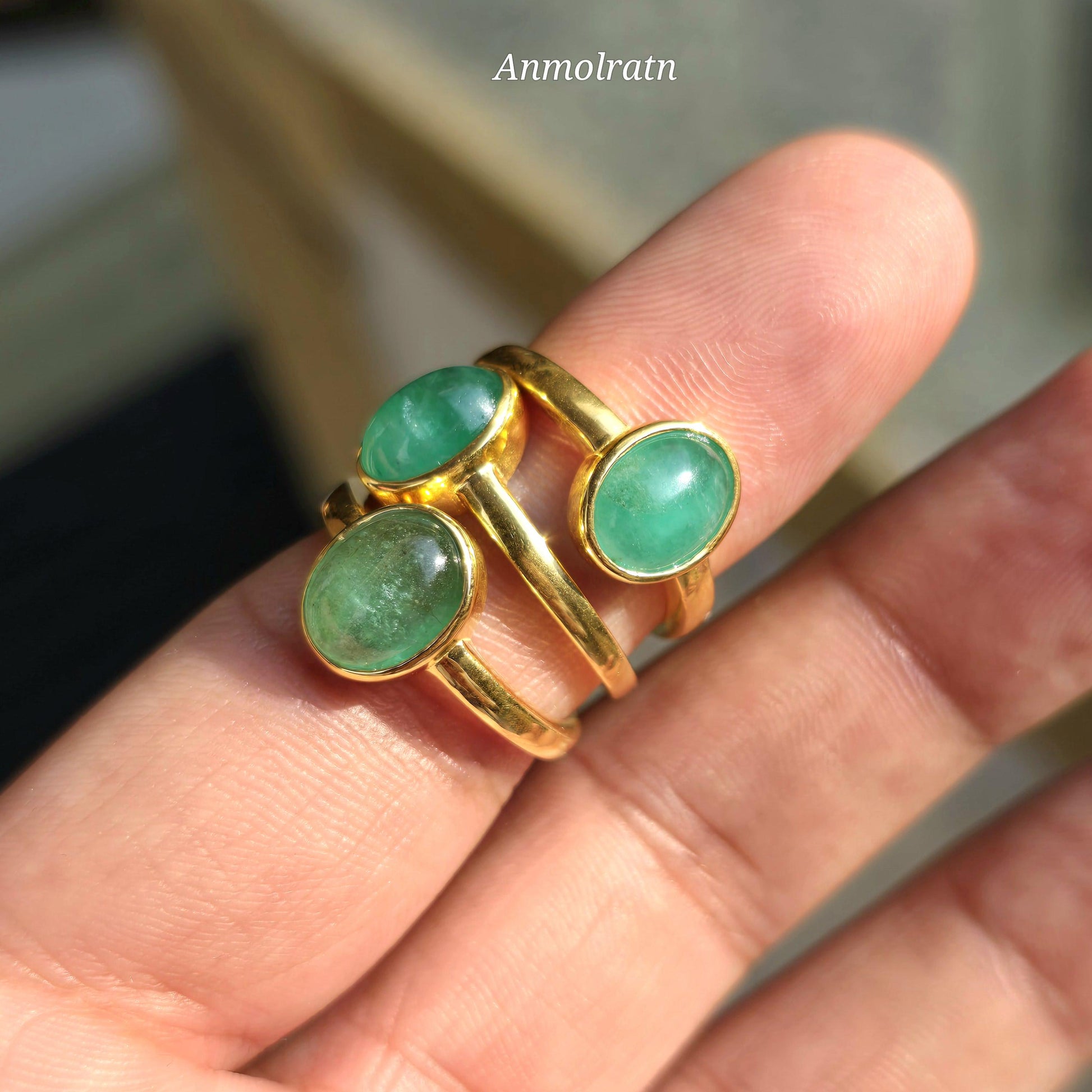 Emerald Cabochon Ring, Untreated Green Emerald Oval Solitaire Birthstone Ring, Pinky Emerald Oval Bezel Set Ring, Tiny Emerald Dainty Ring