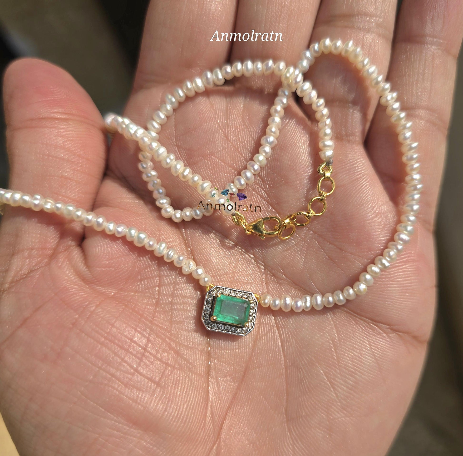 Emerald Cut Pendant For Women, Bright Green Emerald Cluster Solitaire Pendant, 14k Dainty Emerald Diamond Halo Pendant Necklace Gift For Her