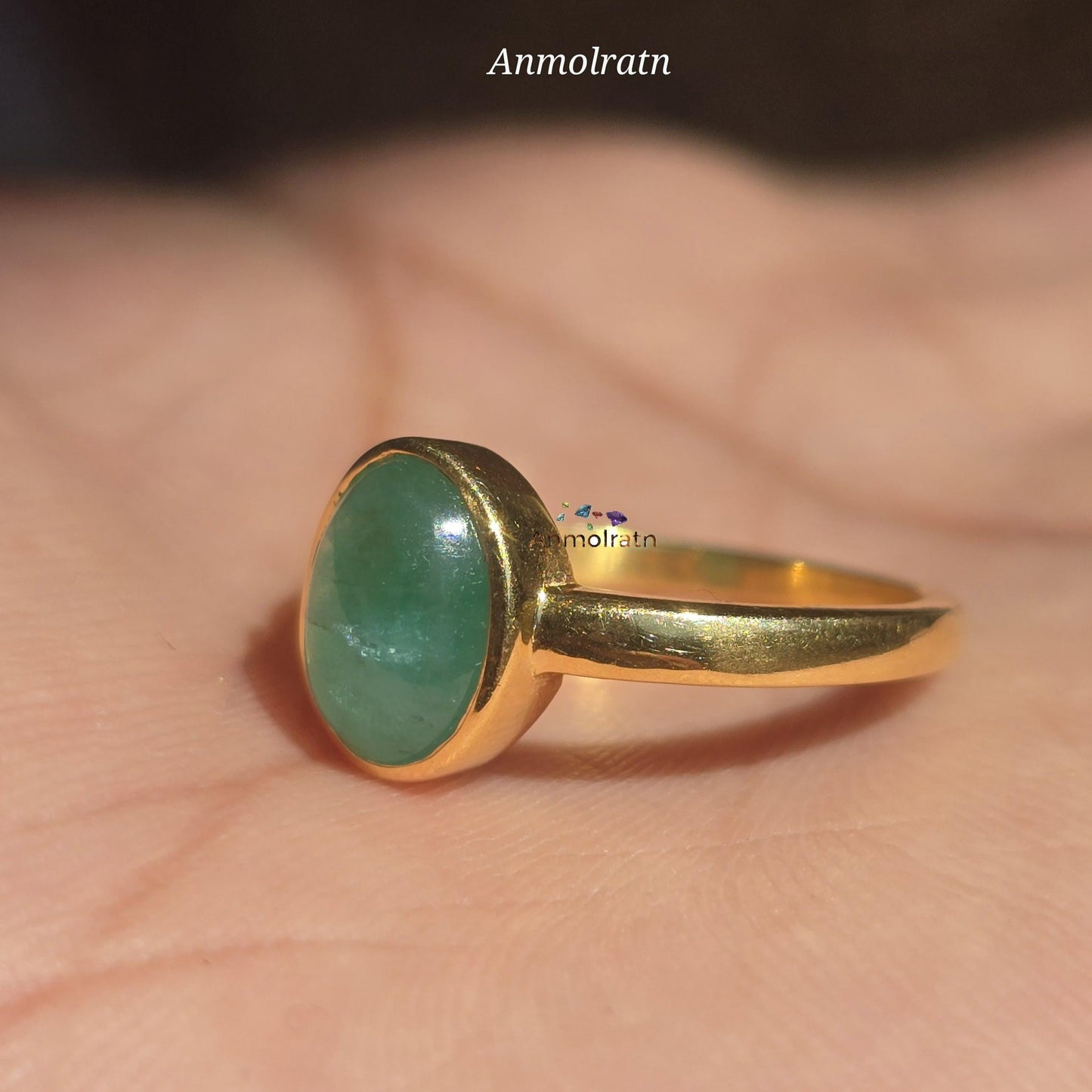 Emerald Cabochon Ring For Men & Women, Certified Emerald Oval Cabochon Bezel Set Birthstone Dainty Ring 2.10CT Solitaire Emerald Silver Ring