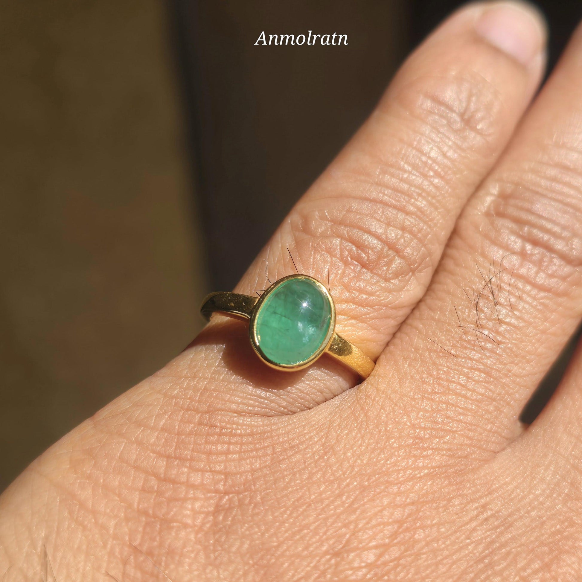 Emerald Cabochon Ring For Men & Women, Certified Emerald Oval Cabochon Bezel Set Birthstone Dainty Ring 2.10CT Solitaire Emerald Silver Ring