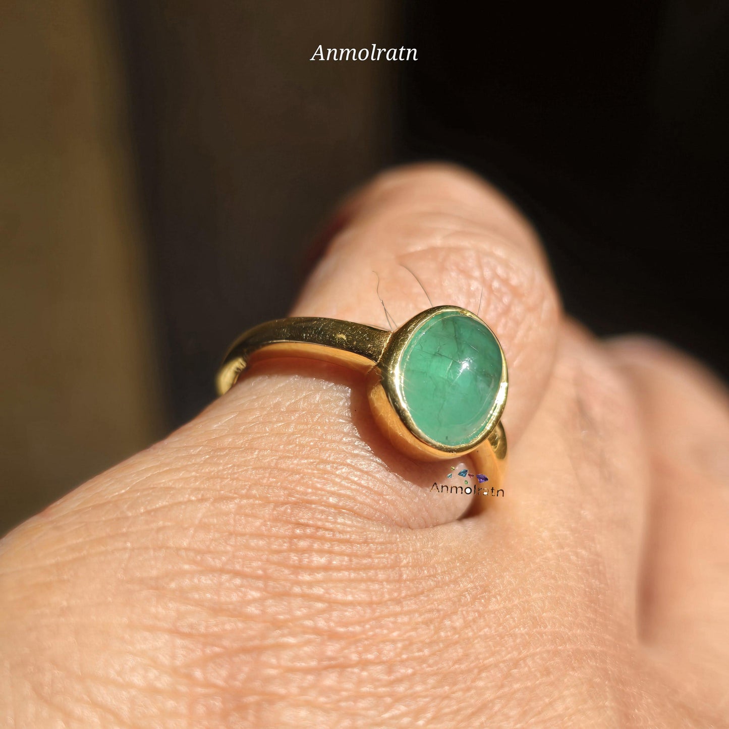 Emerald Cabochon Ring For Men & Women, Certified Emerald Oval Cabochon Bezel Set Birthstone Dainty Ring 2.10CT Solitaire Emerald Silver Ring