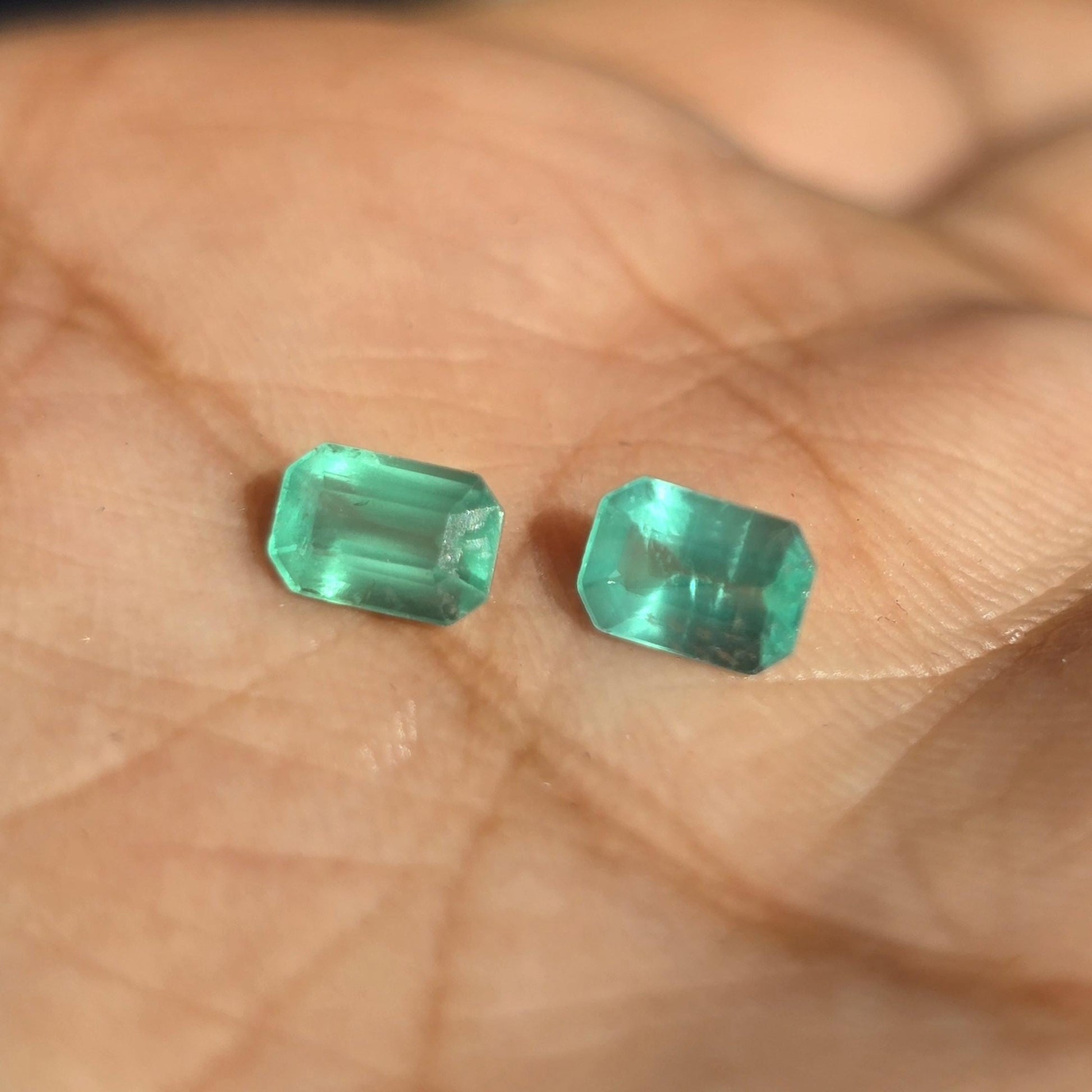 Emerald Cut Emerald Octagon Pair, 6x4MM Vivid Green Natural Emerald Earring Loose Pair 1.20Ct Certified Emerald Cut Pair For Custom Jewelry