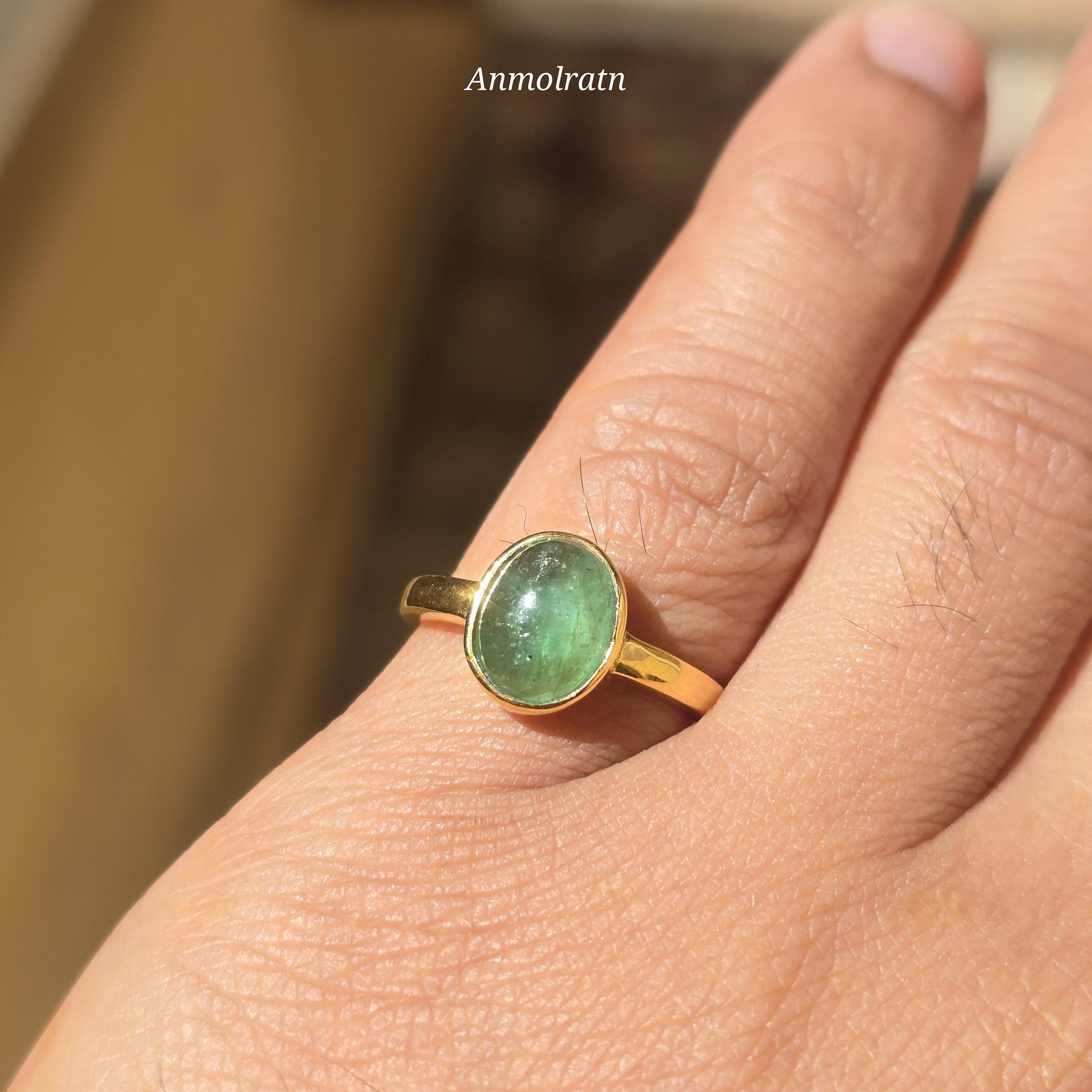Emerald Cabochon Ring, Green Emerald Solitaire Ring, Emerald Oval Bezel Set Birthstone Ring, Natural Emerald Pinky Ring, 3CT Emerald ring