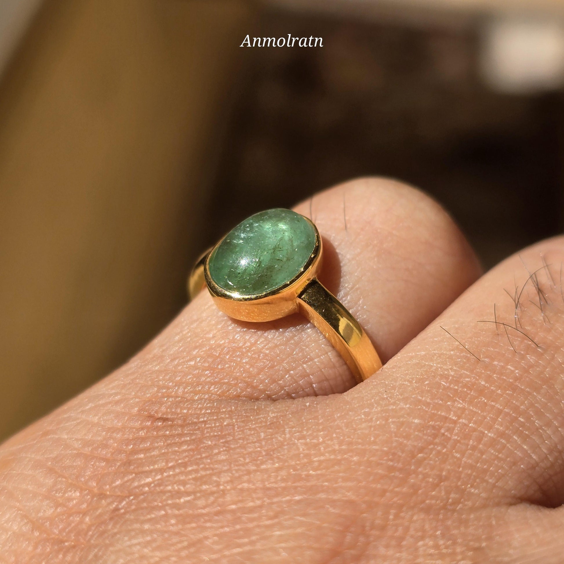 Emerald Cabochon Ring, Green Emerald Solitaire Ring, Emerald Oval Bezel Set Birthstone Ring, Natural Emerald Pinky Ring, 3CT Emerald ring