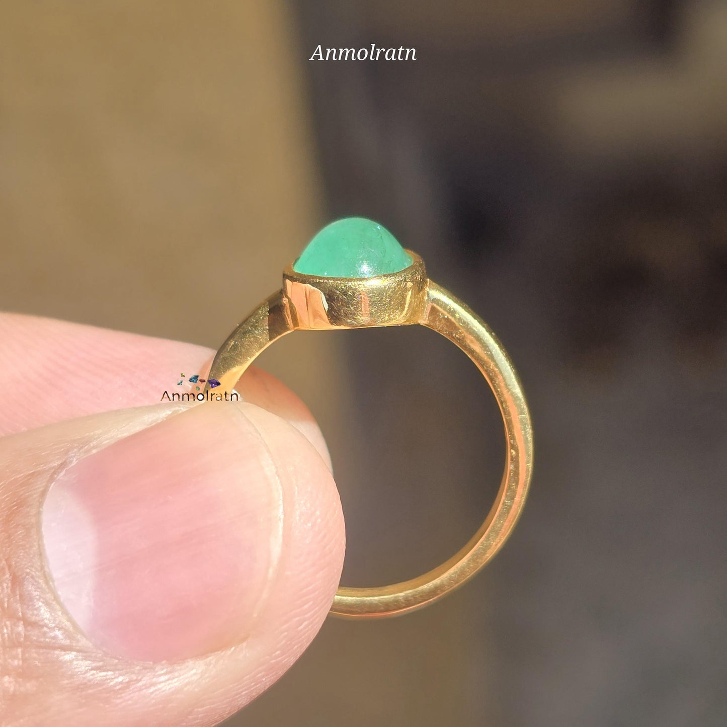 Emerald Cabochon Ring For Men & Women, Certified Emerald Oval Cabochon Bezel Set Birthstone Dainty Ring 2.10CT Solitaire Emerald Silver Ring