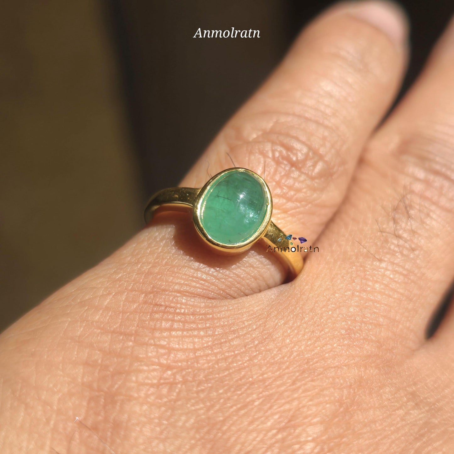 Emerald Cabochon Ring For Men & Women, Certified Emerald Oval Cabochon Bezel Set Birthstone Dainty Ring 2.10CT Solitaire Emerald Silver Ring