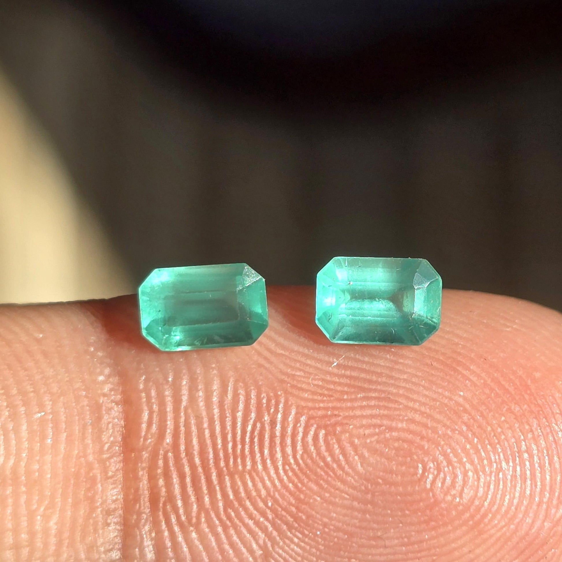 Emerald Cut Emerald Octagon Pair, 6x4MM Vivid Green Natural Emerald Earring Loose Pair 1.20Ct Certified Emerald Cut Pair For Custom Jewelry