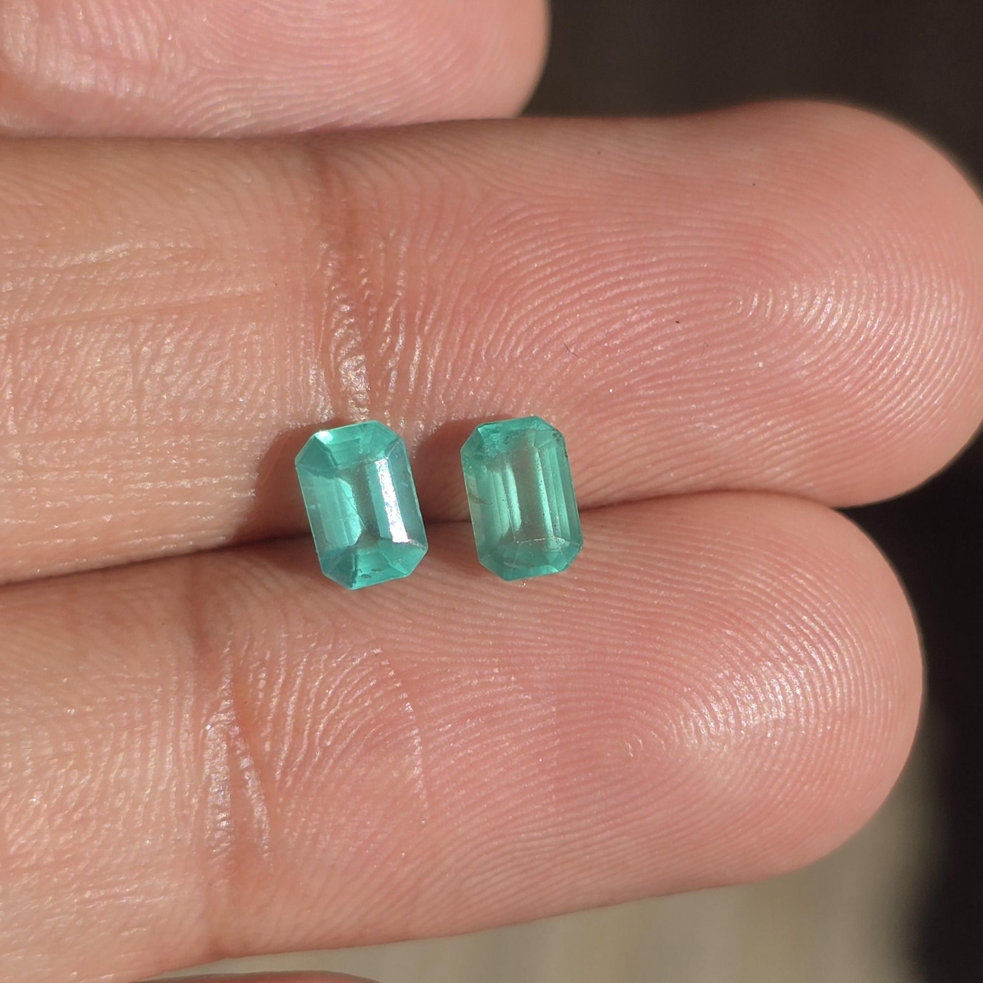 Emerald Cut Emerald Octagon Pair, 6x4MM Vivid Green Natural Emerald Earring Loose Pair 1.20Ct Certified Emerald Cut Pair For Custom Jewelry