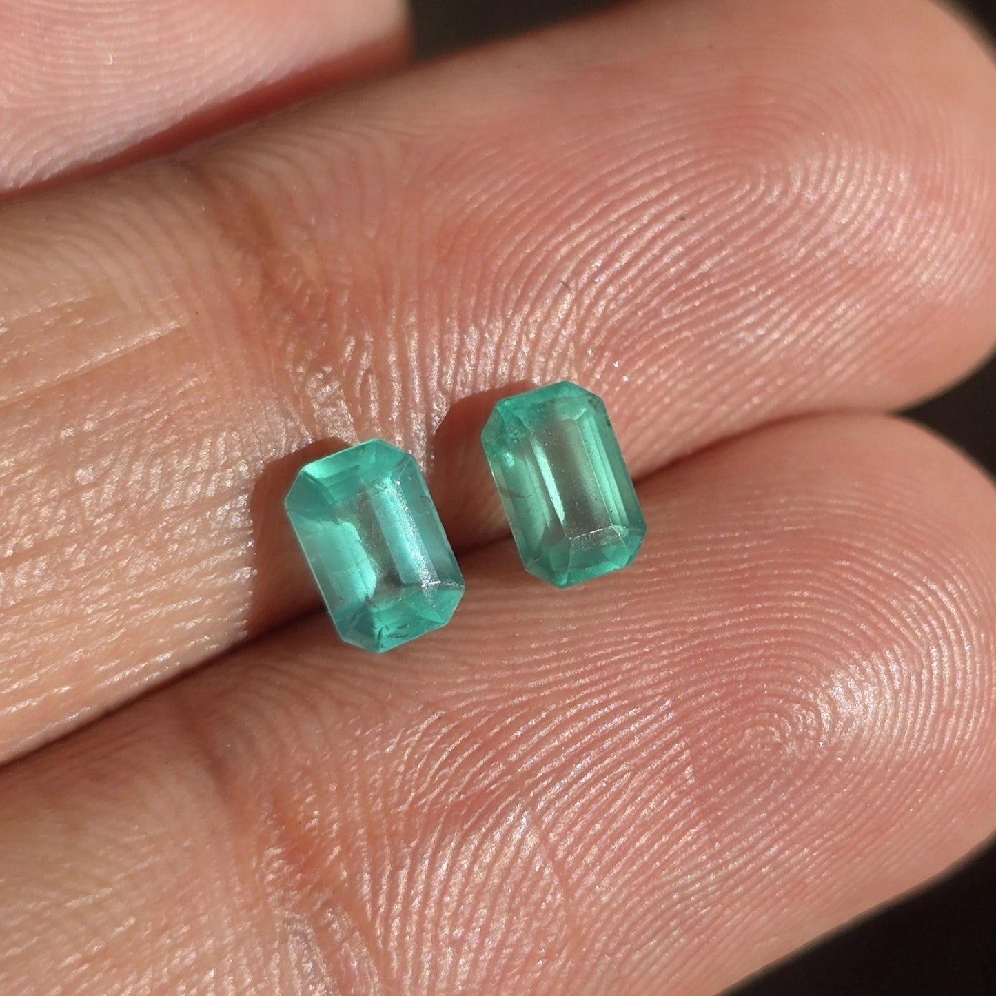 Emerald Cut Emerald Octagon Pair, 6x4MM Vivid Green Natural Emerald Earring Loose Pair 1.20Ct Certified Emerald Cut Pair For Custom Jewelry
