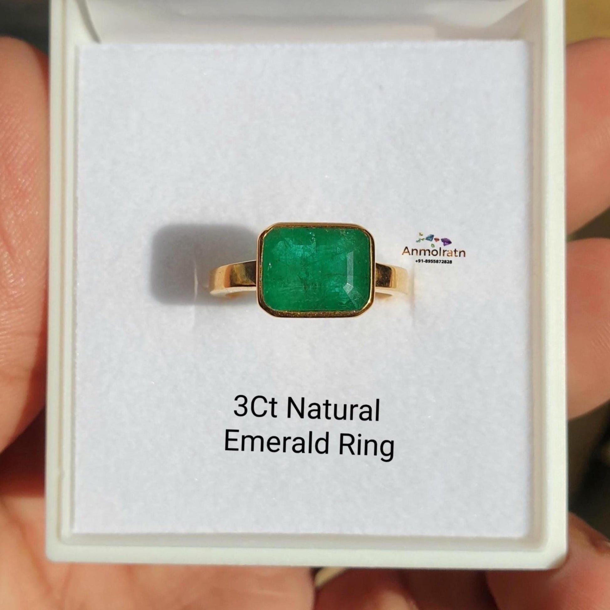 Natural Emerald Octagon Birthstone Ring, 14k Rich Green Emerald Solitaire Ring, East West Emerald Cut Dainty Stacking Ring For Men & Women