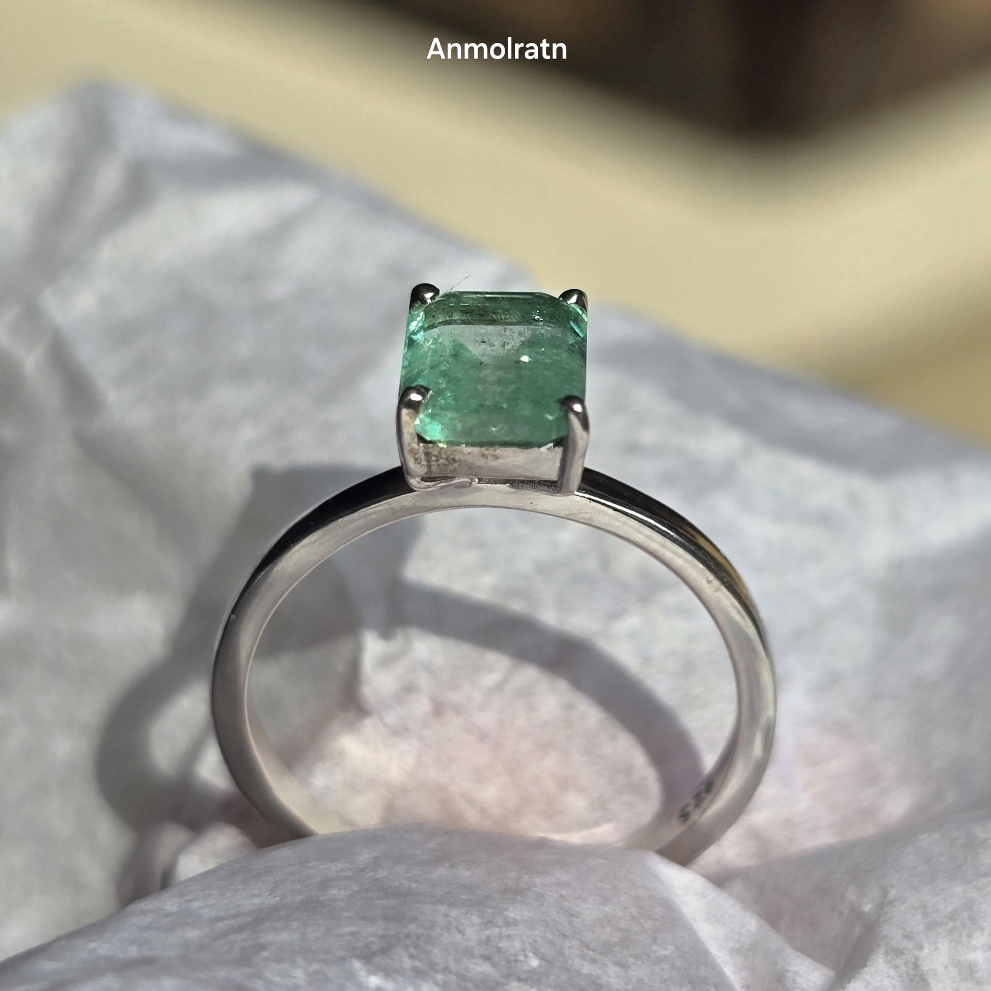 Natural Colombian Emerald Octagon Solitaire Ring, 1.43CT Certified Emerald Cut Emerald Dainty Ring, Lush Green Emerald Birthstone Ring Gift