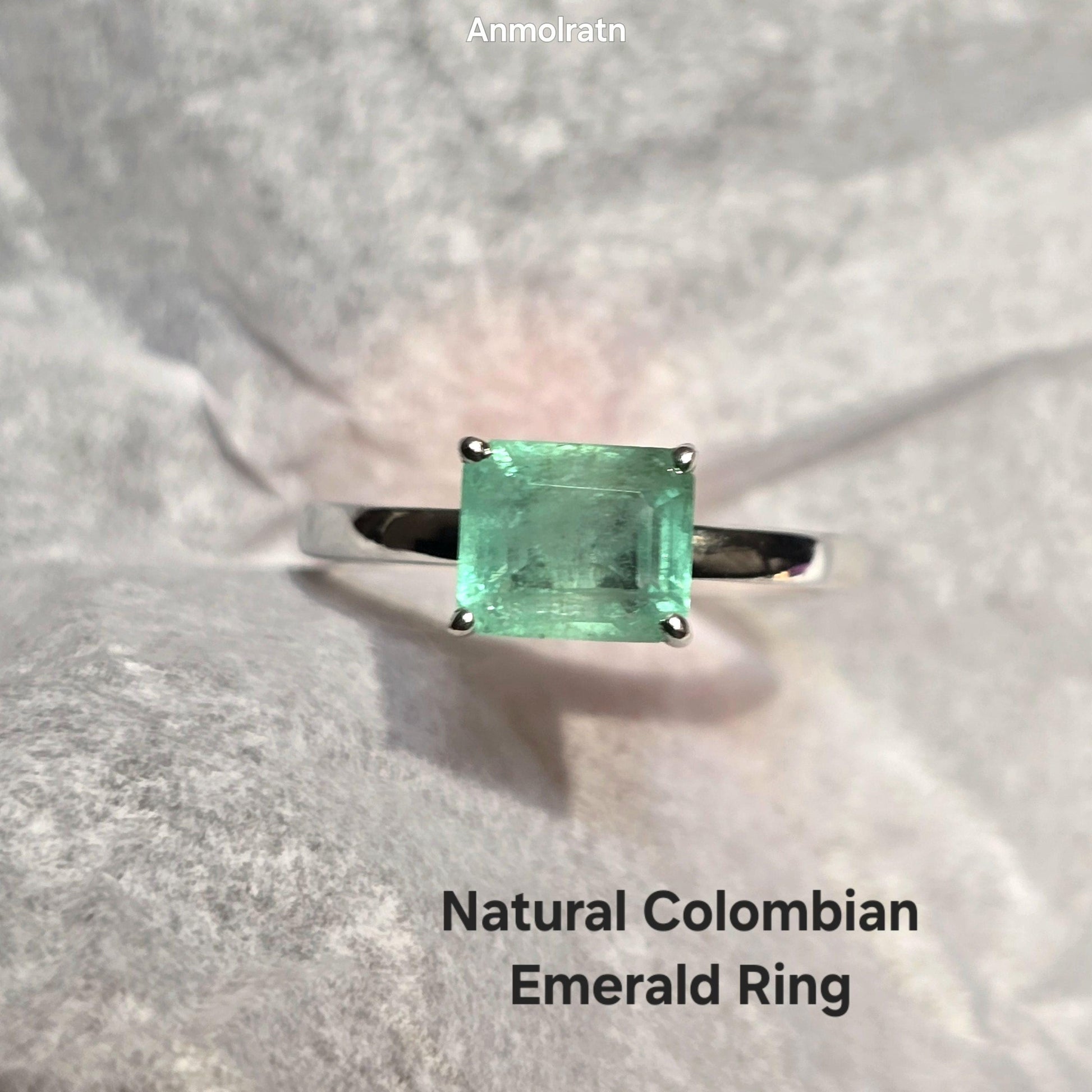 Natural Colombian Emerald Octagon Solitaire Ring, 1.81CT Certified Emerald East West Dainty Ring, Forest Green Emerald Birthstone Ring Gift
