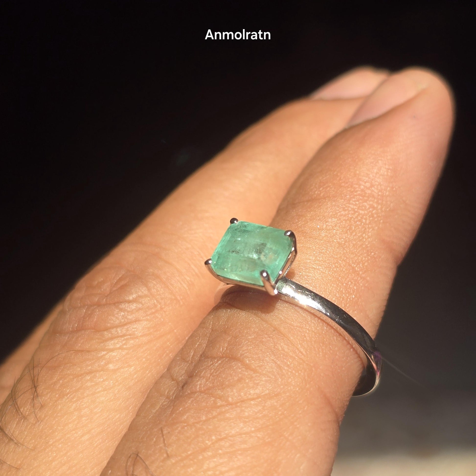 Natural Colombian Emerald Octagon Solitaire Ring, 1.81CT Certified Emerald East West Dainty Ring, Forest Green Emerald Birthstone Ring Gift