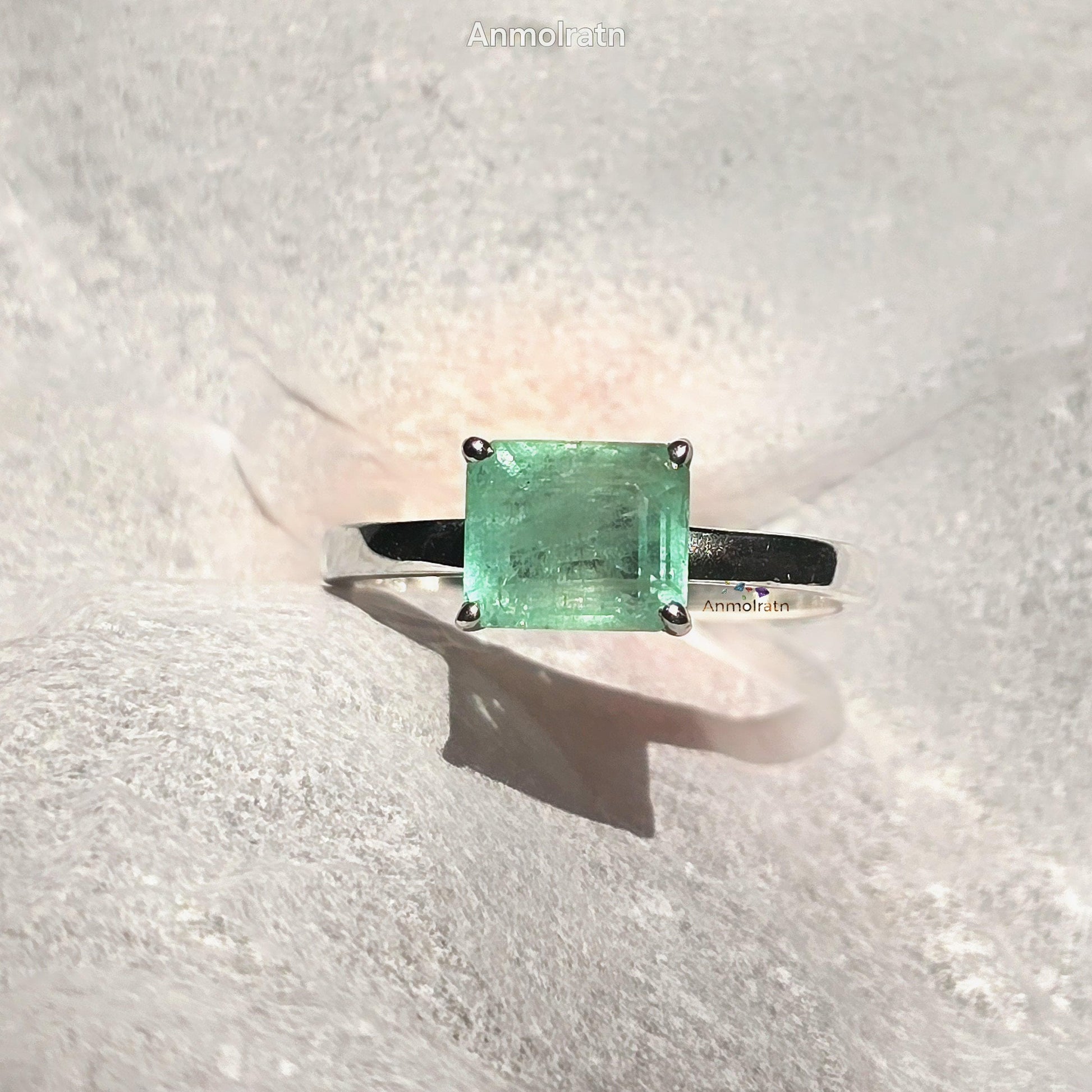 Natural Colombian Emerald Octagon Solitaire Ring, 1.81CT Certified Emerald East West Dainty Ring, Forest Green Emerald Birthstone Ring Gift