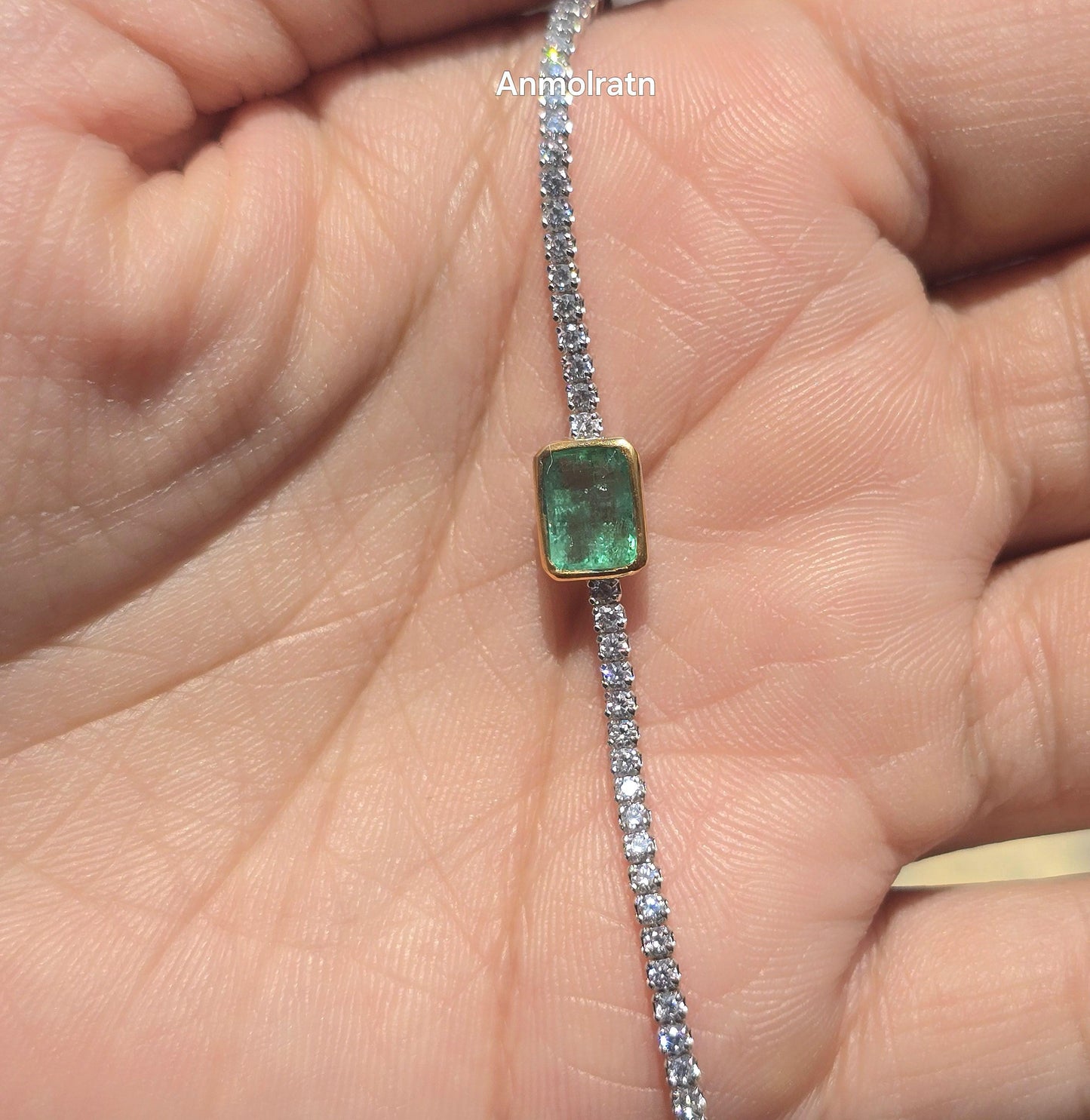 Emerald Bracelet Women Natural Emerald Tennis Bracelet Silver Solitaire Emerald Octagon Bracelet Dainty Emerald Diamond Tennis Bracelet Gold