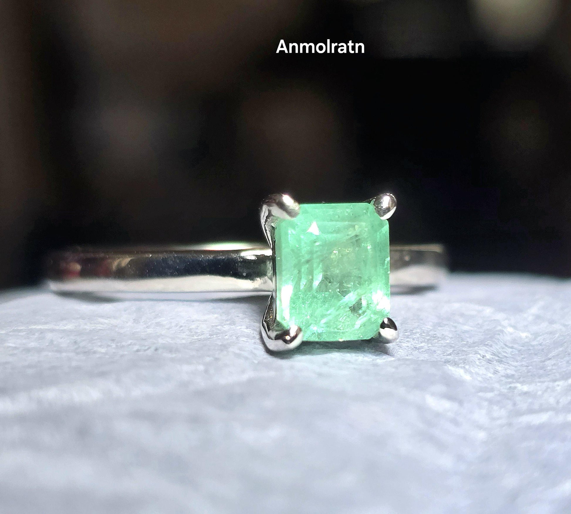 Emerald Octagon Solitaire Ring, Certified Emerald Cut Octagon Emerald Colombian Dainty Birthstone Ring For Women, Tiny Bright Emerald Ring