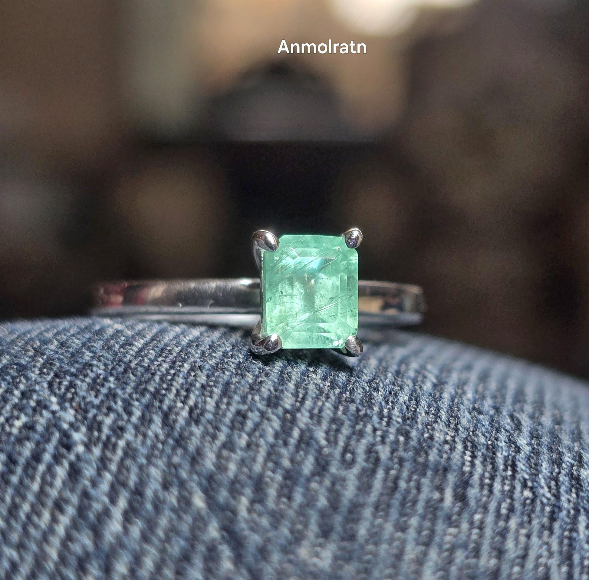 Emerald Octagon Solitaire Ring, Certified Emerald Cut Octagon Emerald Colombian Dainty Birthstone Ring For Women, Tiny Bright Emerald Ring