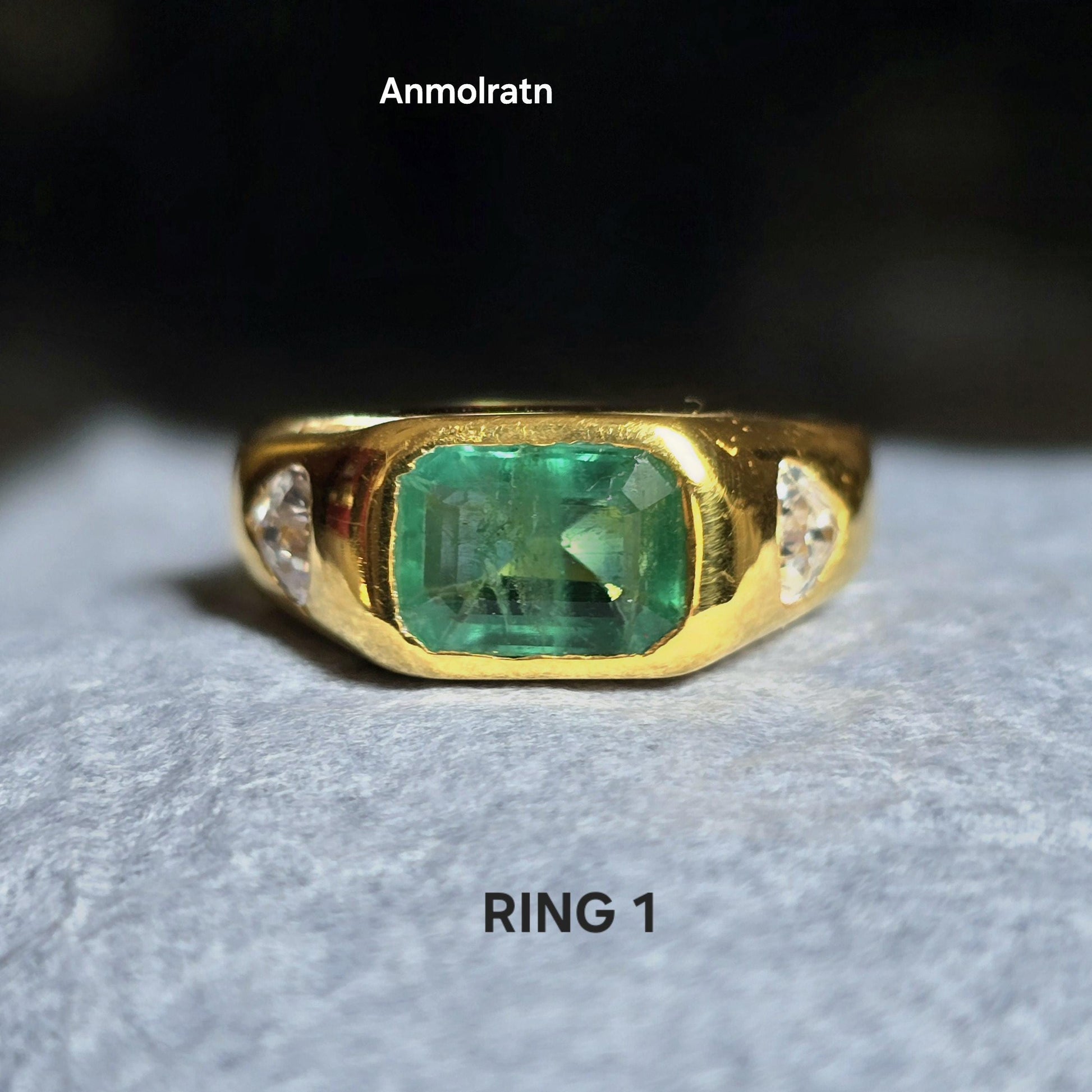 Natural Emerald Cut Emerald Octagon Gold Ring For Men & Women, Vivid Green Emerald Stacking Signet Ring, Untreated Emerald Ring Gift For Her