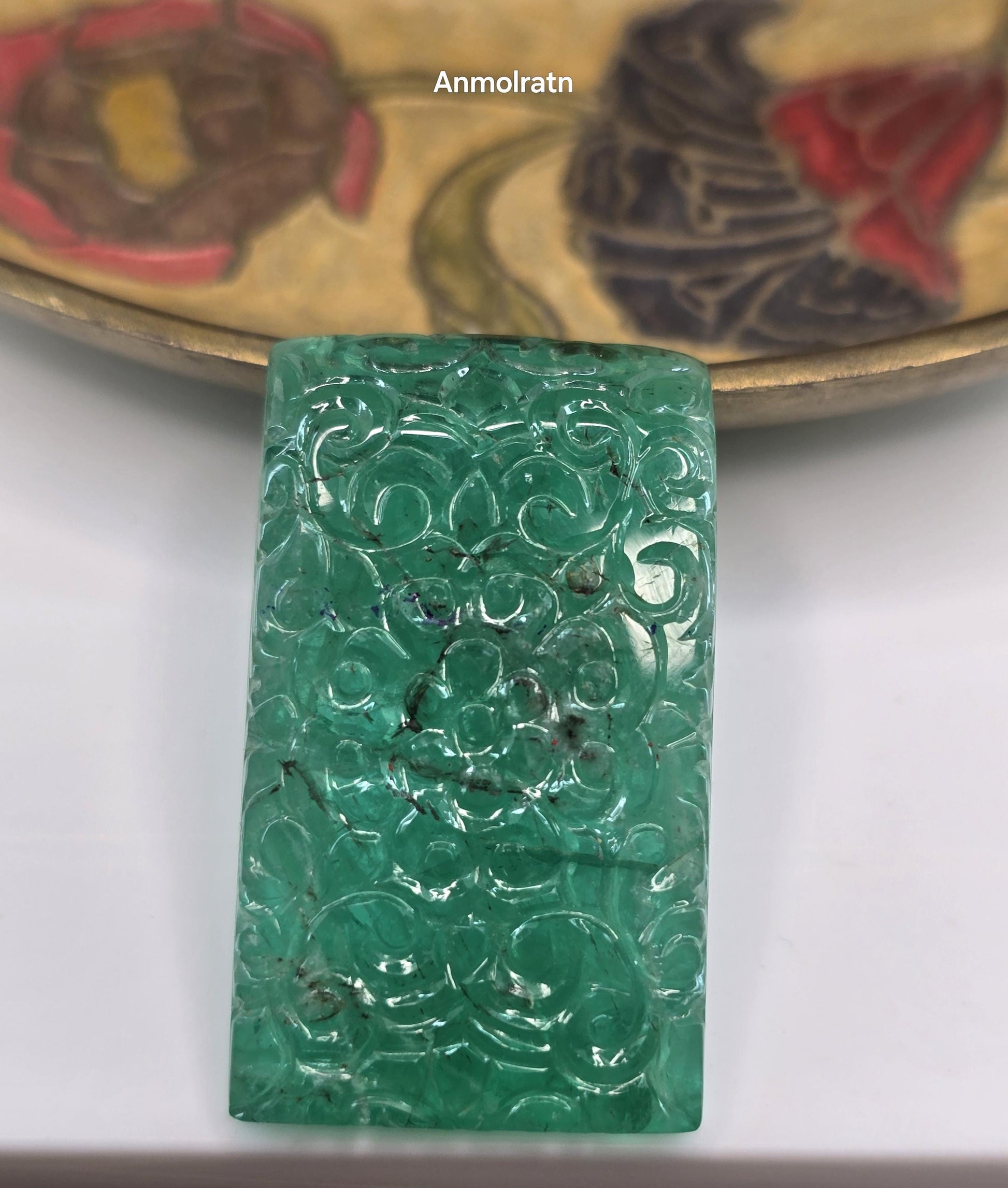 117.16 CT Colombian Emerald Carving, Big Emerald Loose Gemstone For Jewelry, Natural Emerald For Pendant, Unique Fancy Cut Untreated Emerald