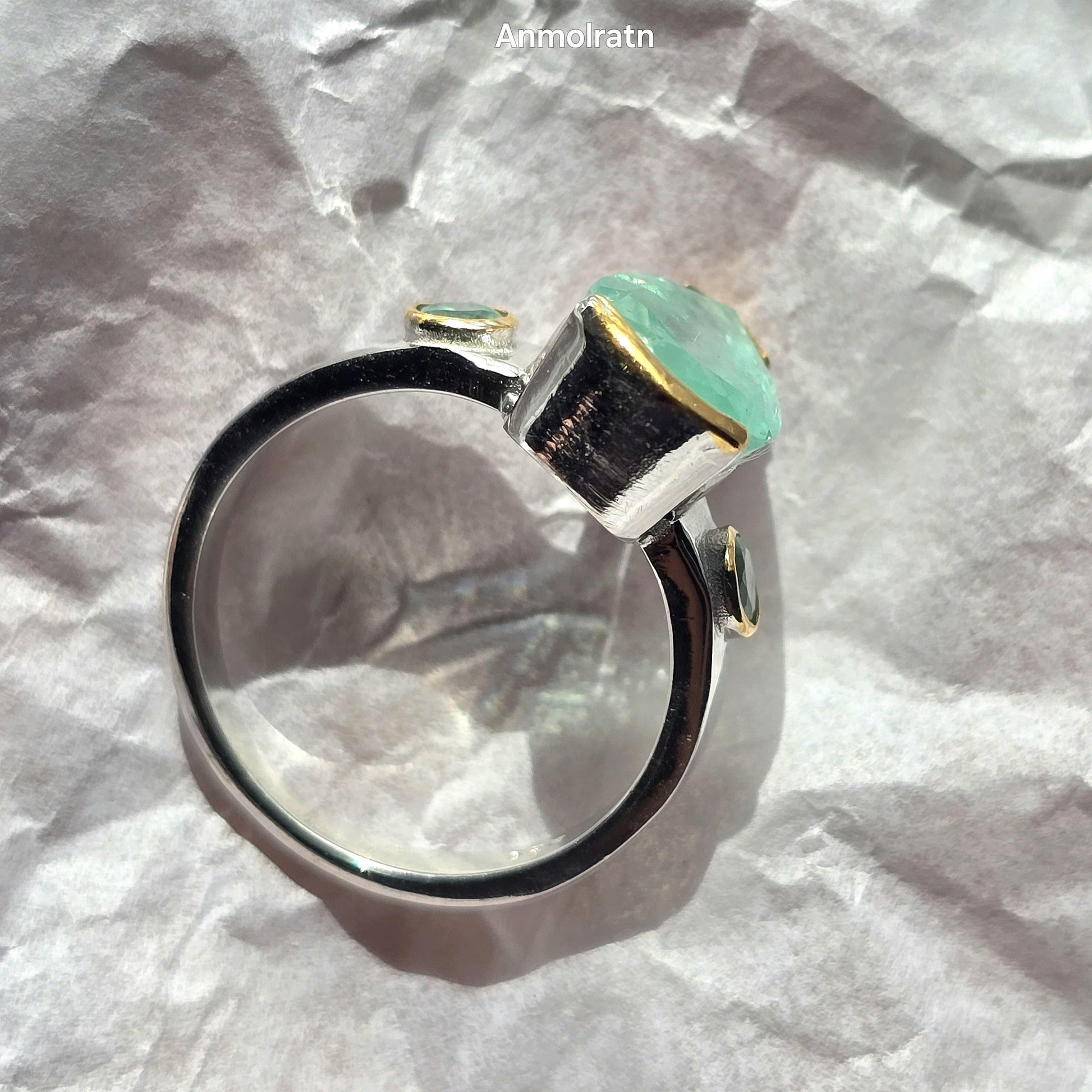 Vintage Natural Emerald Colombian Ring, Antique Emerald Silver Ring, Pear Emerald Solitaire Ring For Women, Unique Emerald Ring Gift For Her