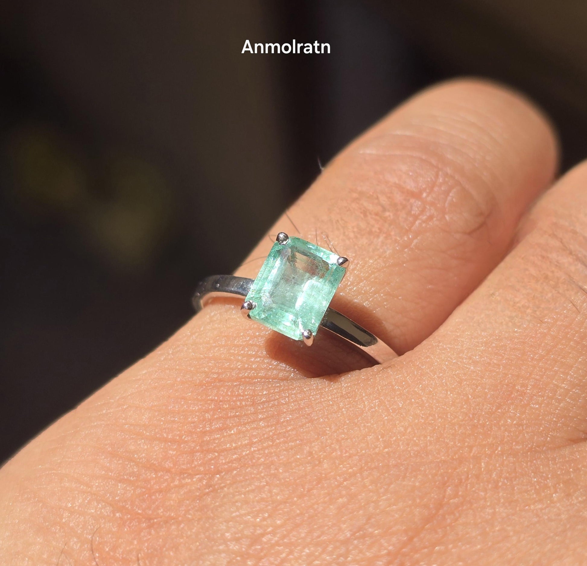 Natural Colombian Emerald Octagon Solitaire Ring, 1.43CT Certified Emerald Cut Emerald Dainty Ring, Lush Green Emerald Birthstone Ring Gift