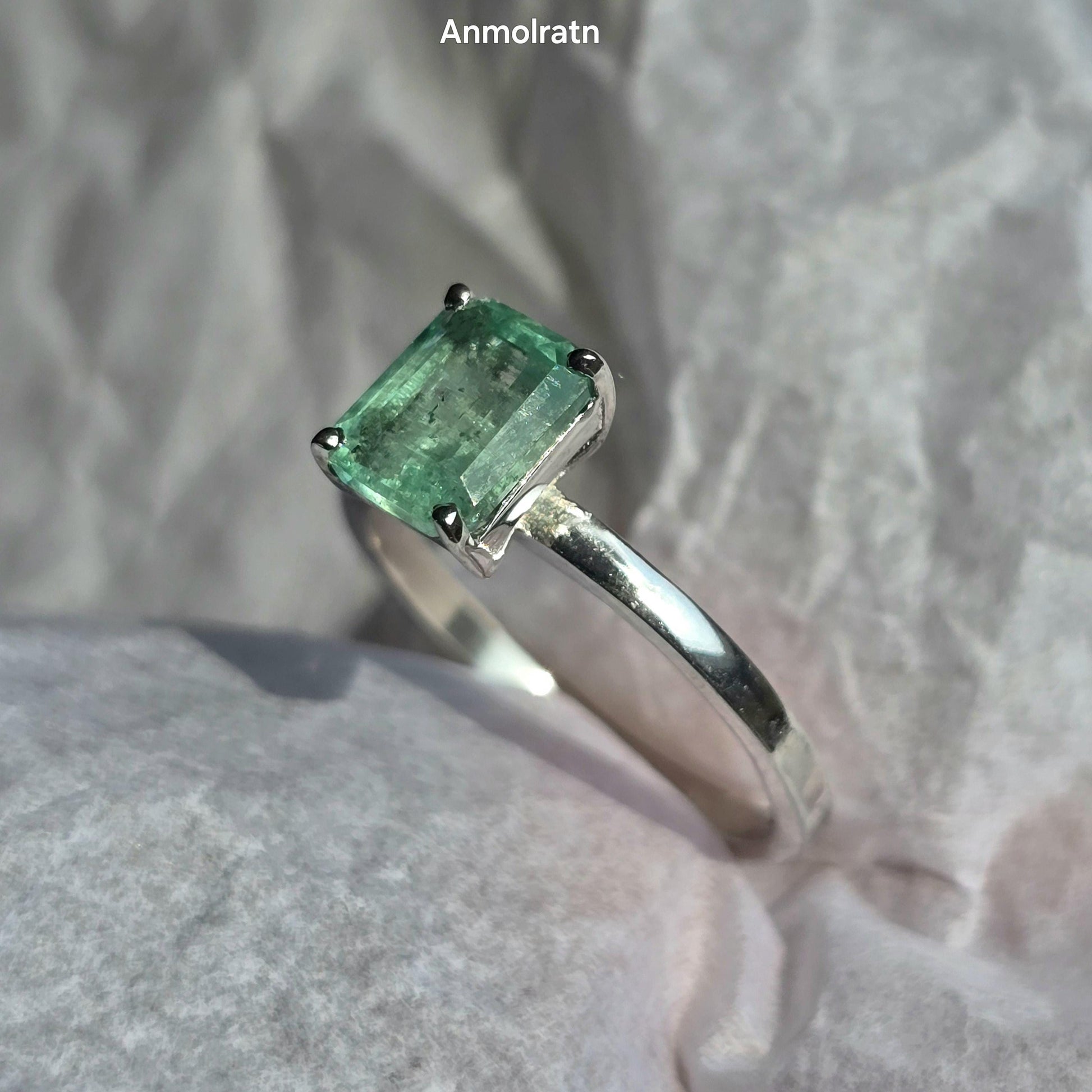 Natural Colombian Emerald Octagon Solitaire Ring, 1.43CT Certified Emerald Cut Emerald Dainty Ring, Lush Green Emerald Birthstone Ring Gift