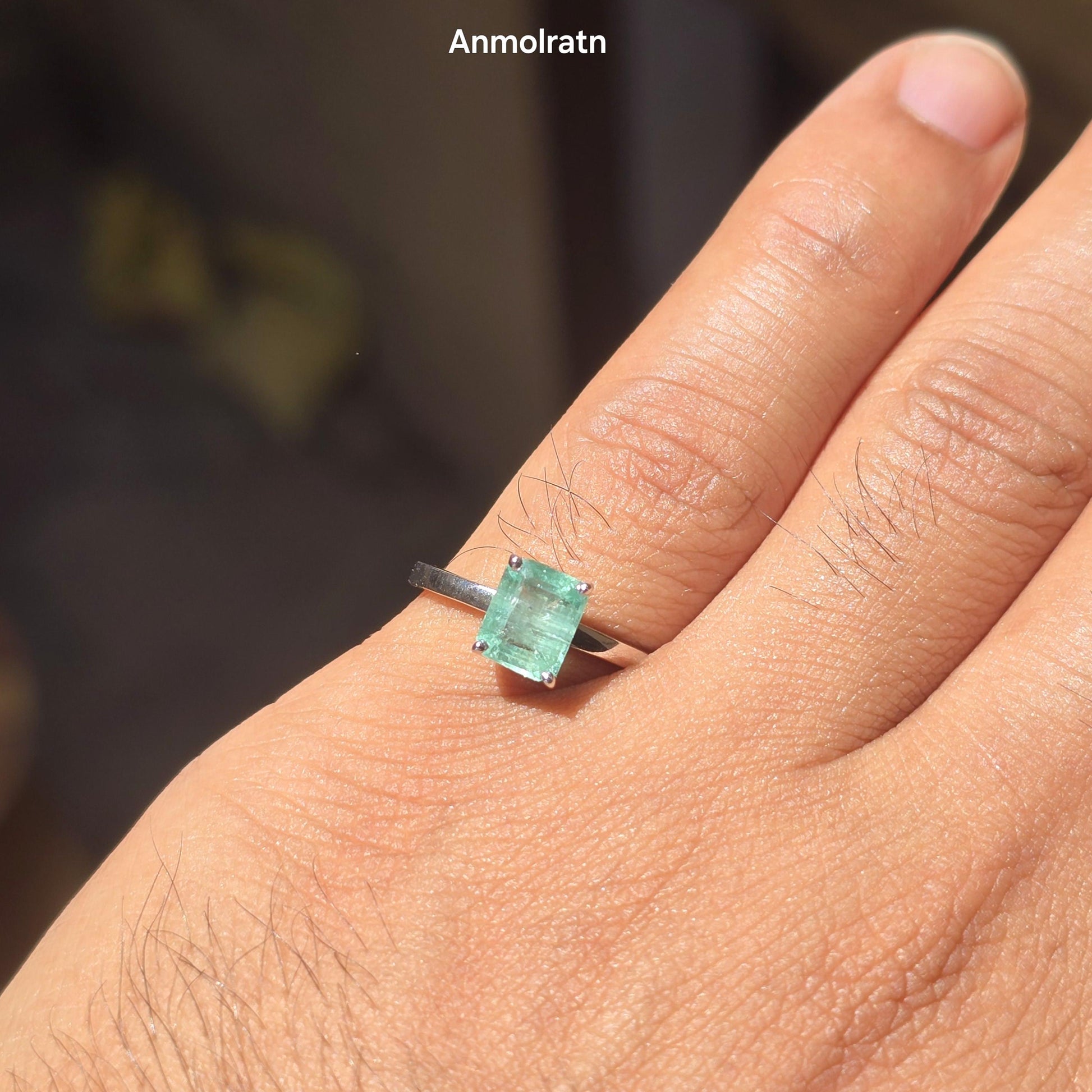 Natural Colombian Emerald Octagon Solitaire Ring, 1.43CT Certified Emerald Cut Emerald Dainty Ring, Lush Green Emerald Birthstone Ring Gift