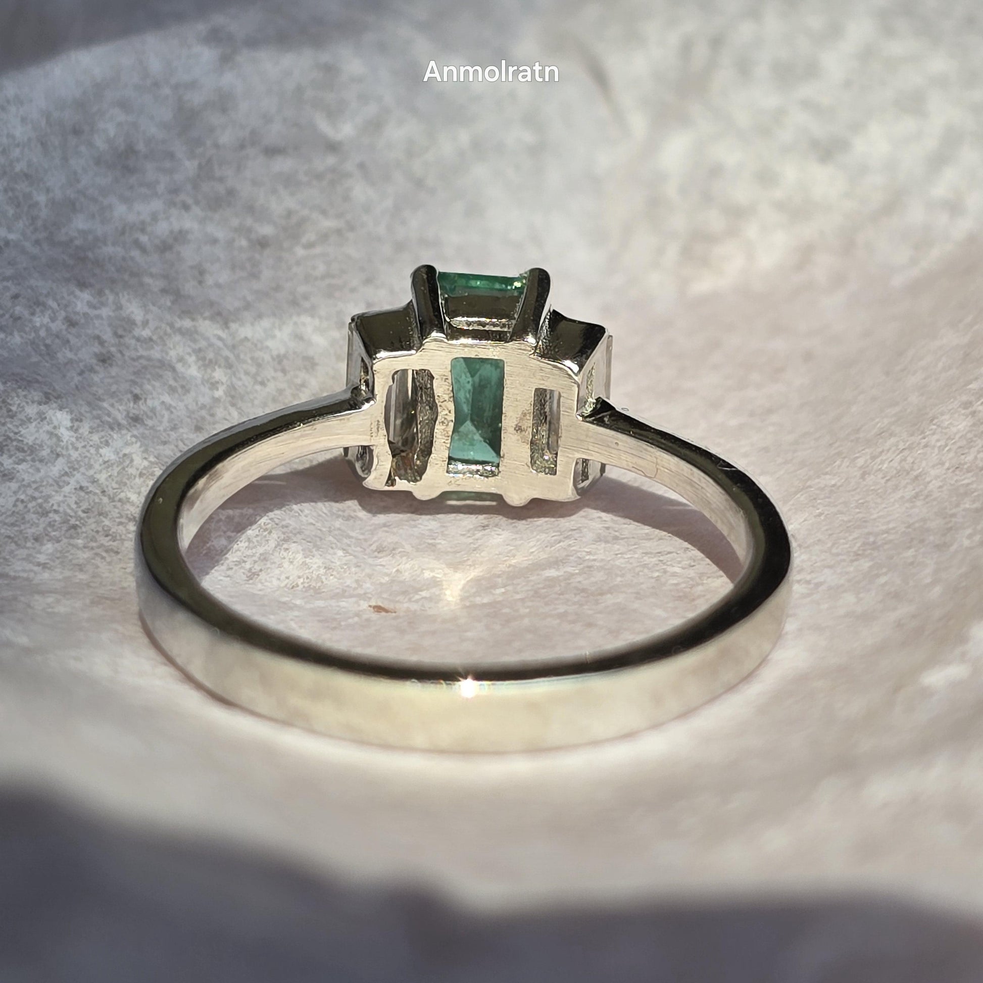 Natural Emerald Baguette Ring Vivid Green Emerald Wedding Engagement Ring Gift For Her Emerald Octagon Baguette Diamond Dainty Stacking Ring