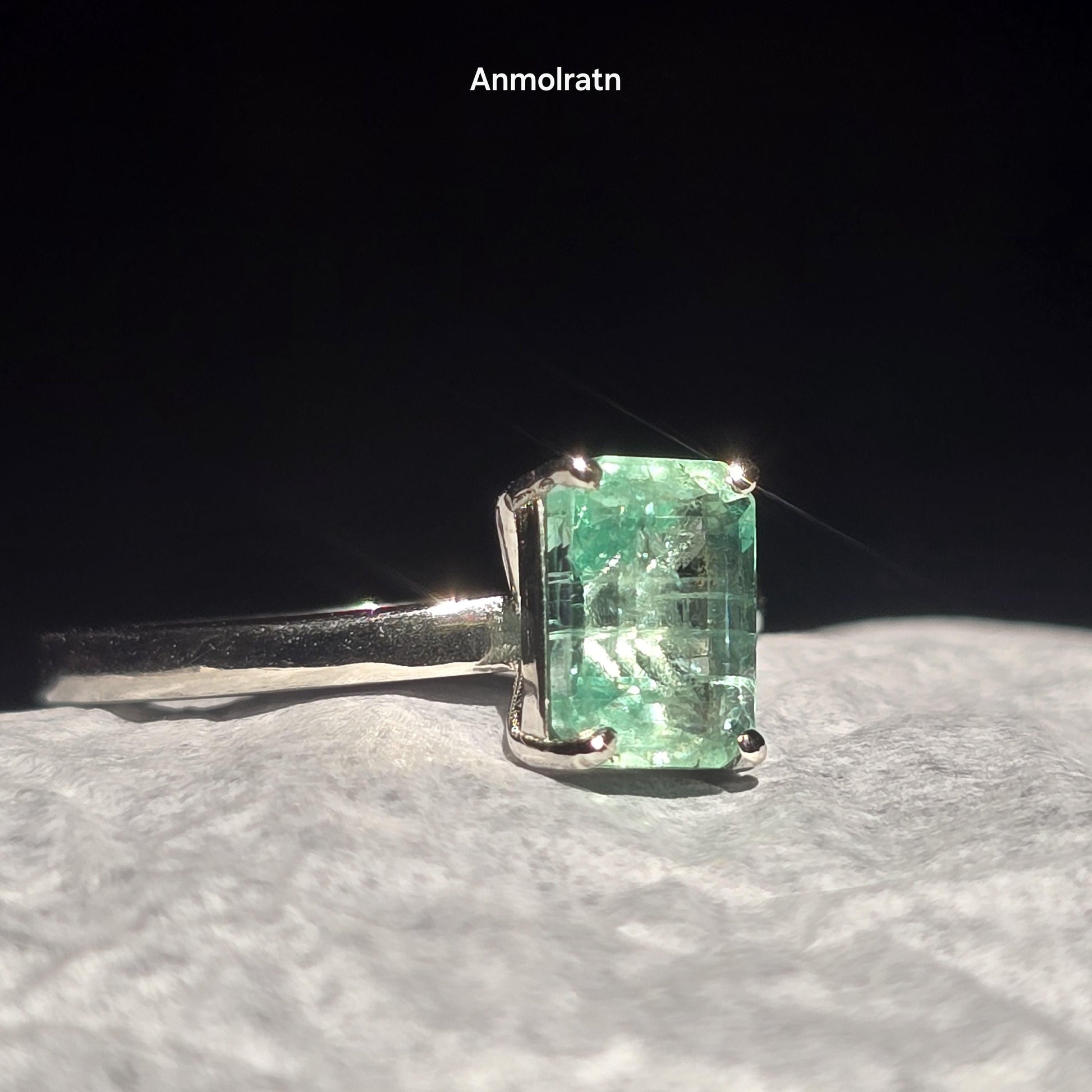 Colombian Emerald Cut Octagon Ring, Vibrant Natural Emerald Solitaire Ring Gift For Her 1.56CT Green Emerald Dainty Birthstone Stacking Ring